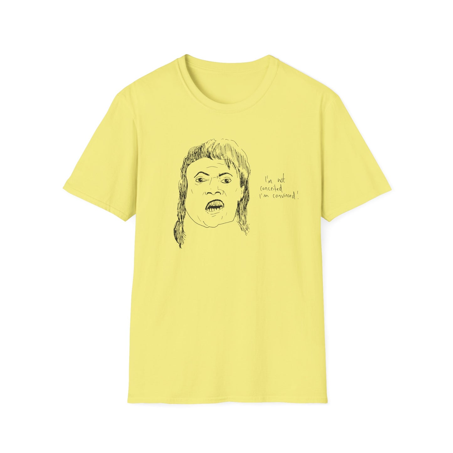 original drawing of little richard that time he was on arsenio hall in 1990 and said "i'm not conceited. i'm convinced!" tshirt