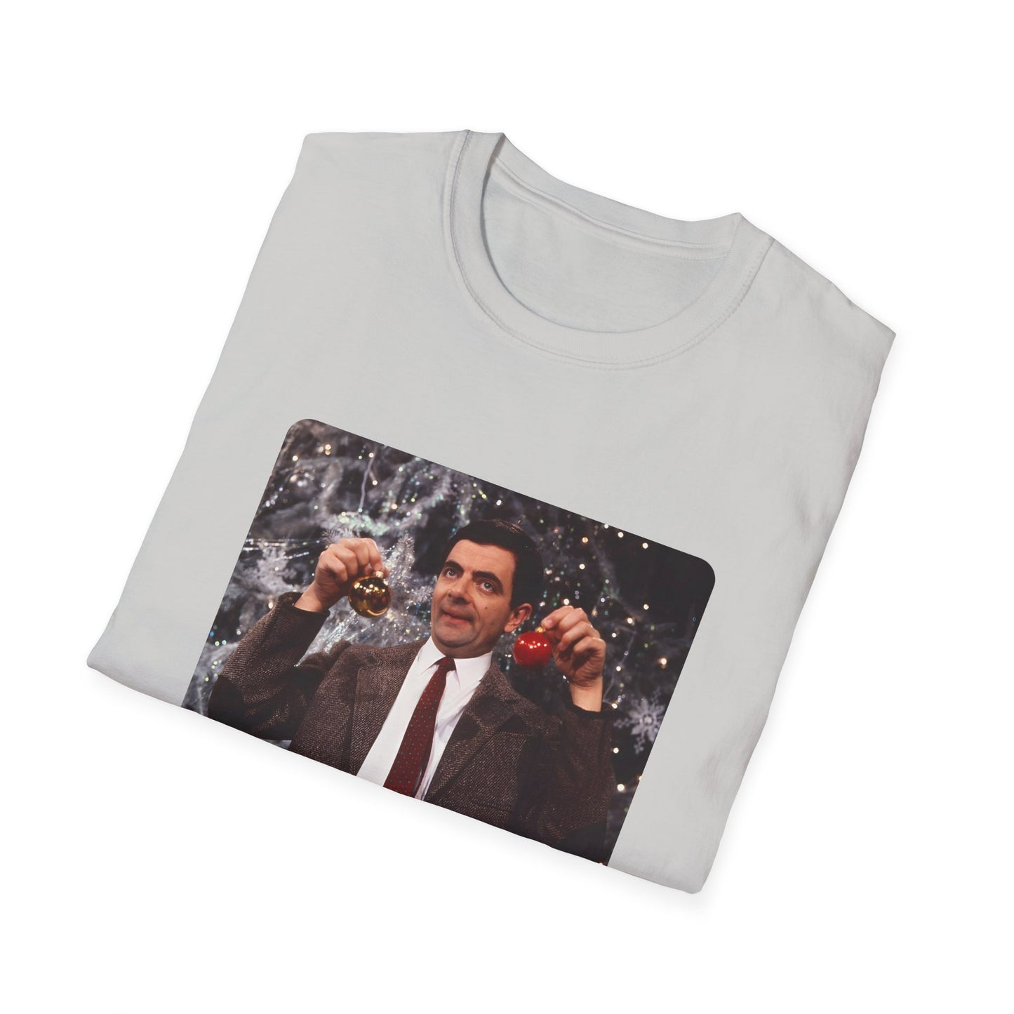 mr bean with christmas ornaments tshirt