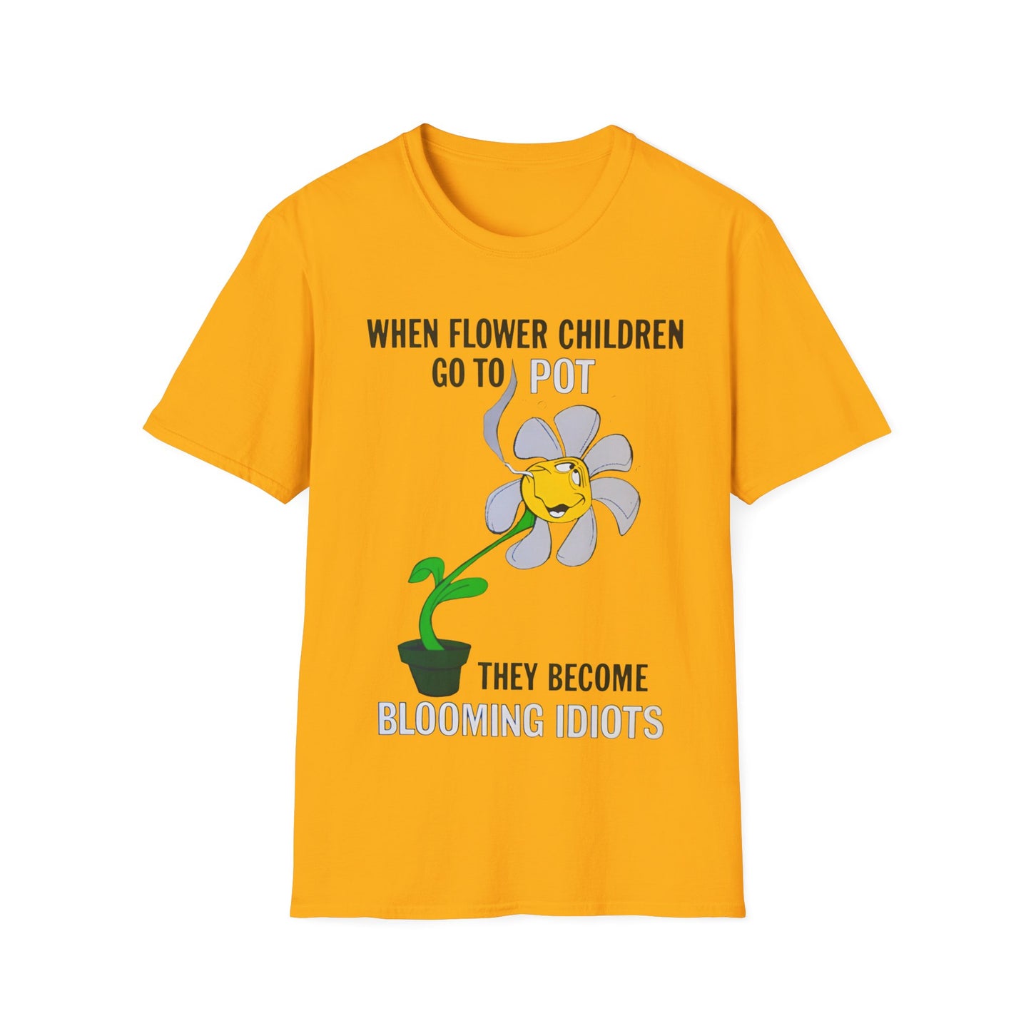 1960s/70s anti-drug poster tshirt "when flower children go to pot, they become blooming idiots?" by smartset smarteen s.o.s tshirt