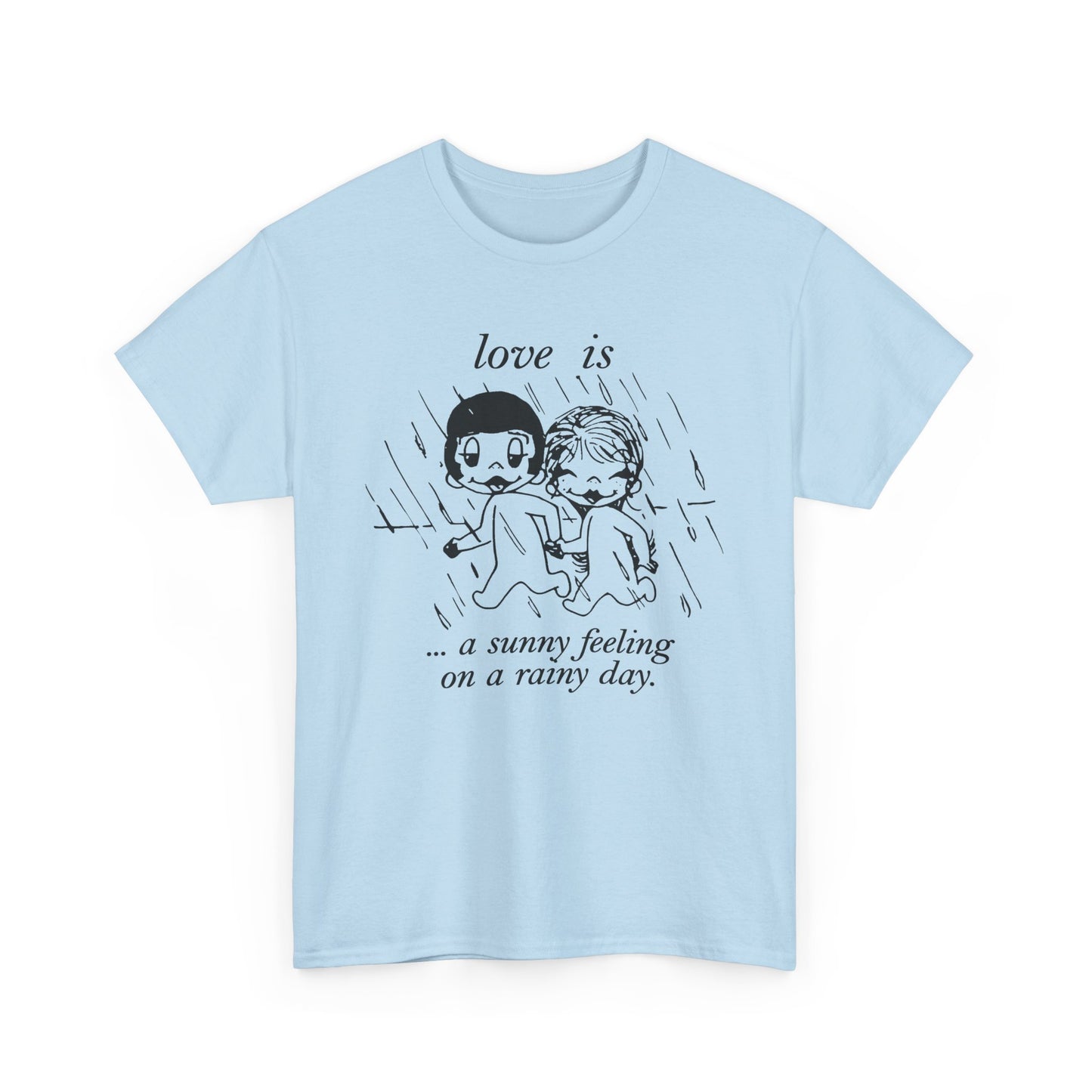 1970 graphic love is a sunny feeling on a rainy day tshirt