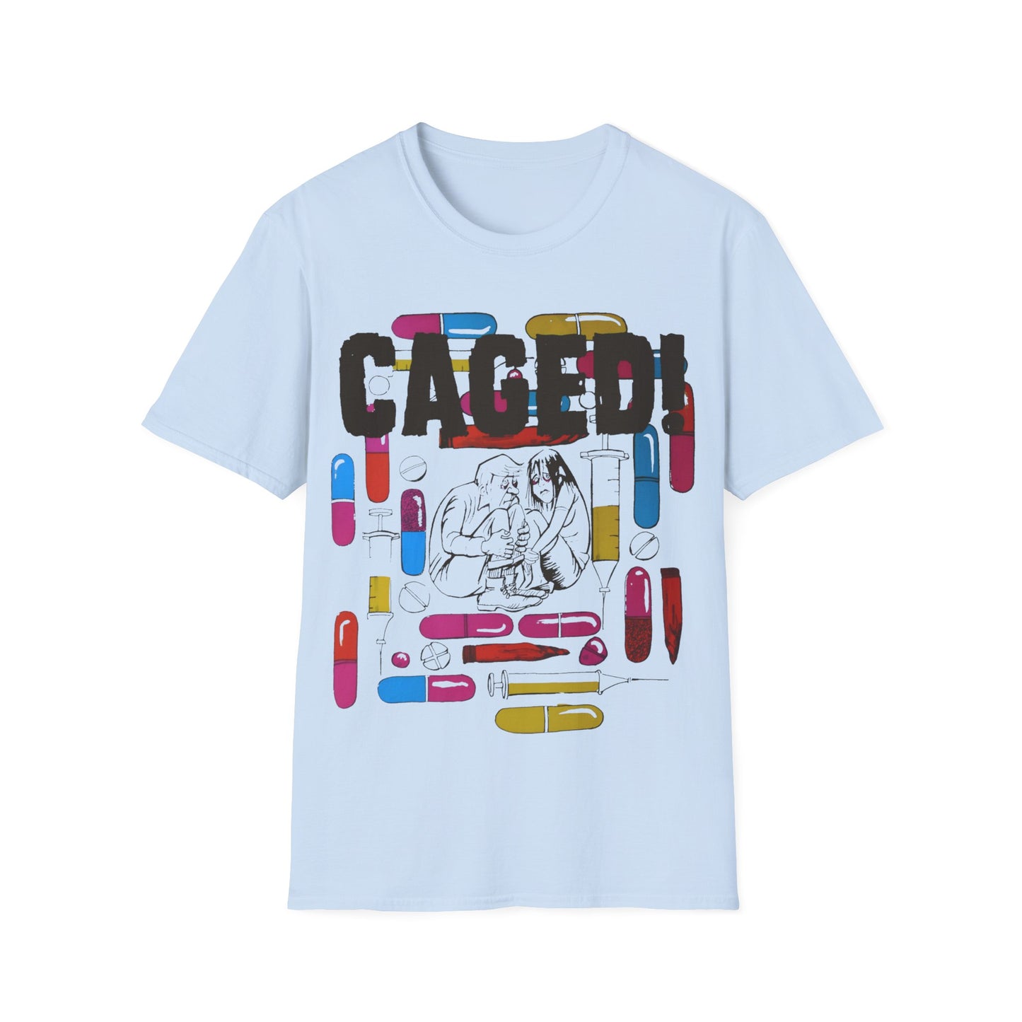 1960s/70s anti-drug poster tshirt "CAGED!" by smartset smarteen s.o.s tshirt