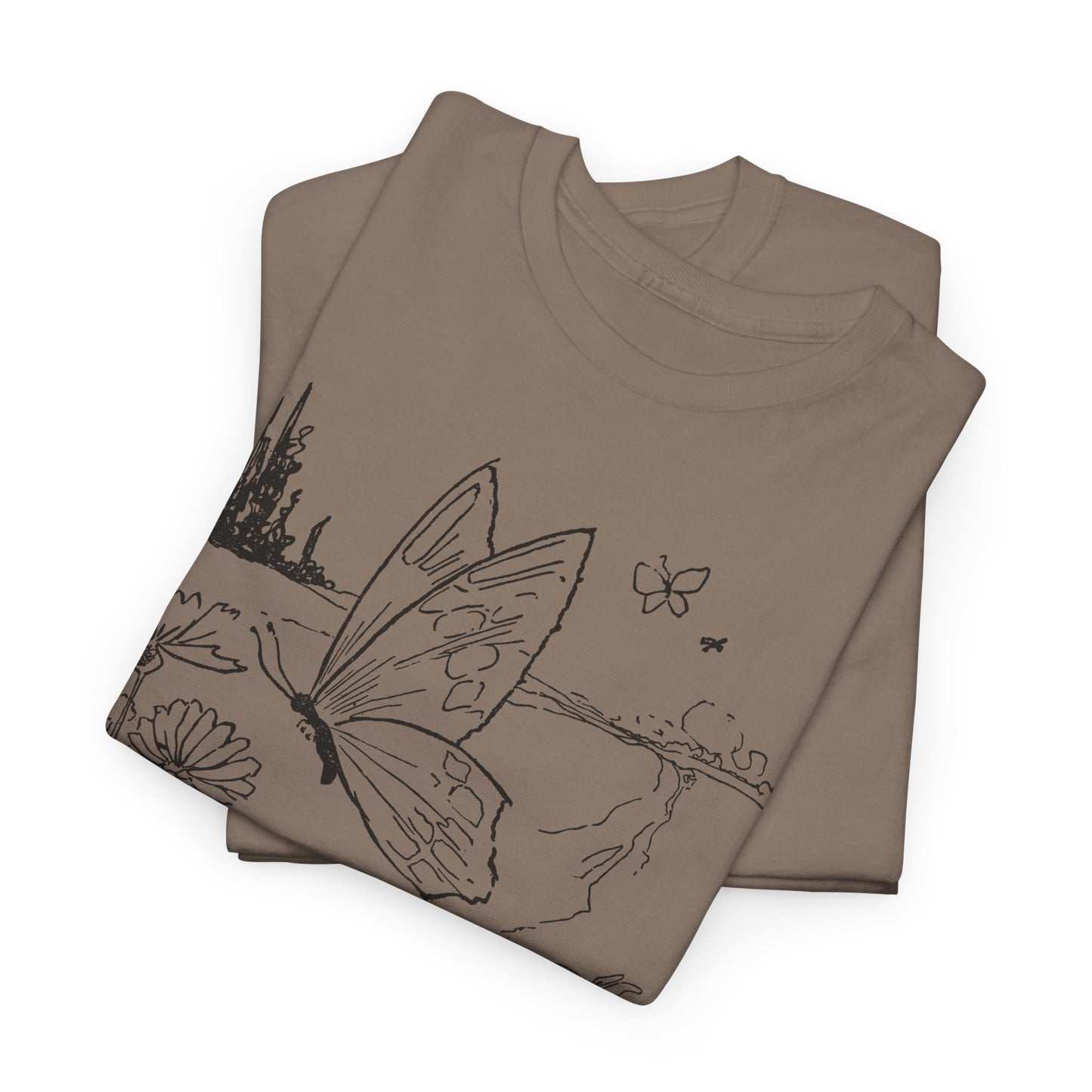 vintage butterfly and flower illustration reproduction tshirt