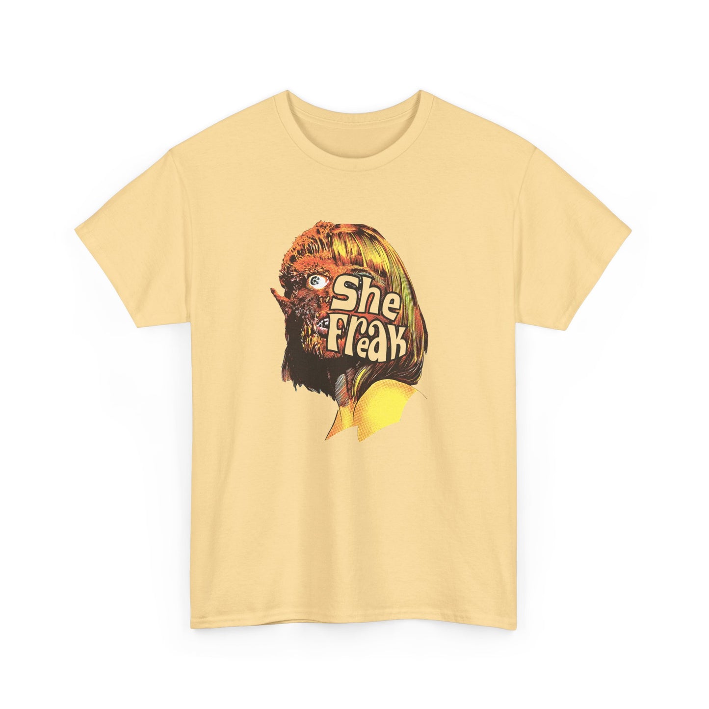 she freak 1967 exploitation horror film comic halftone style tshirt