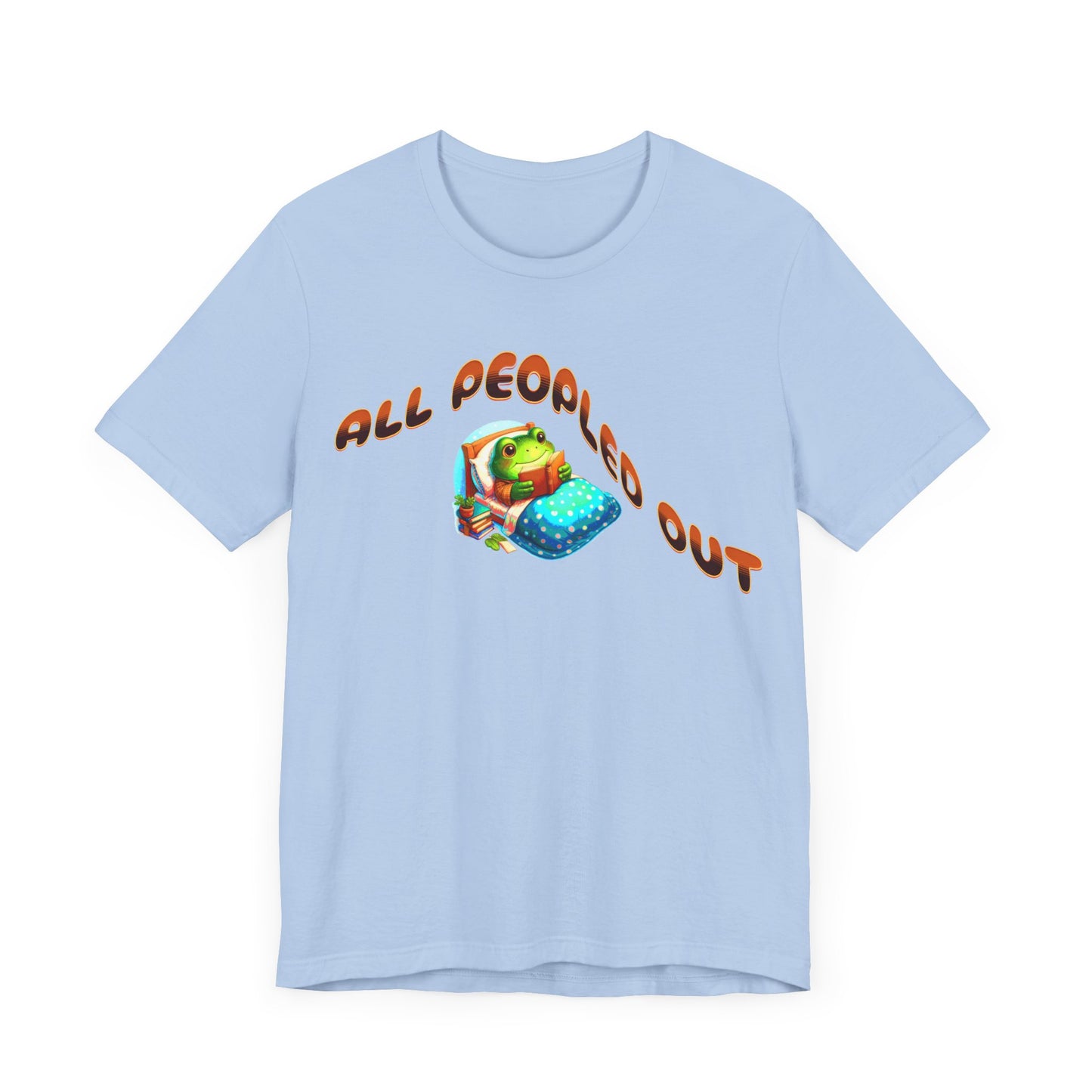 all peopled out cute frog reading a book in bed tshirt