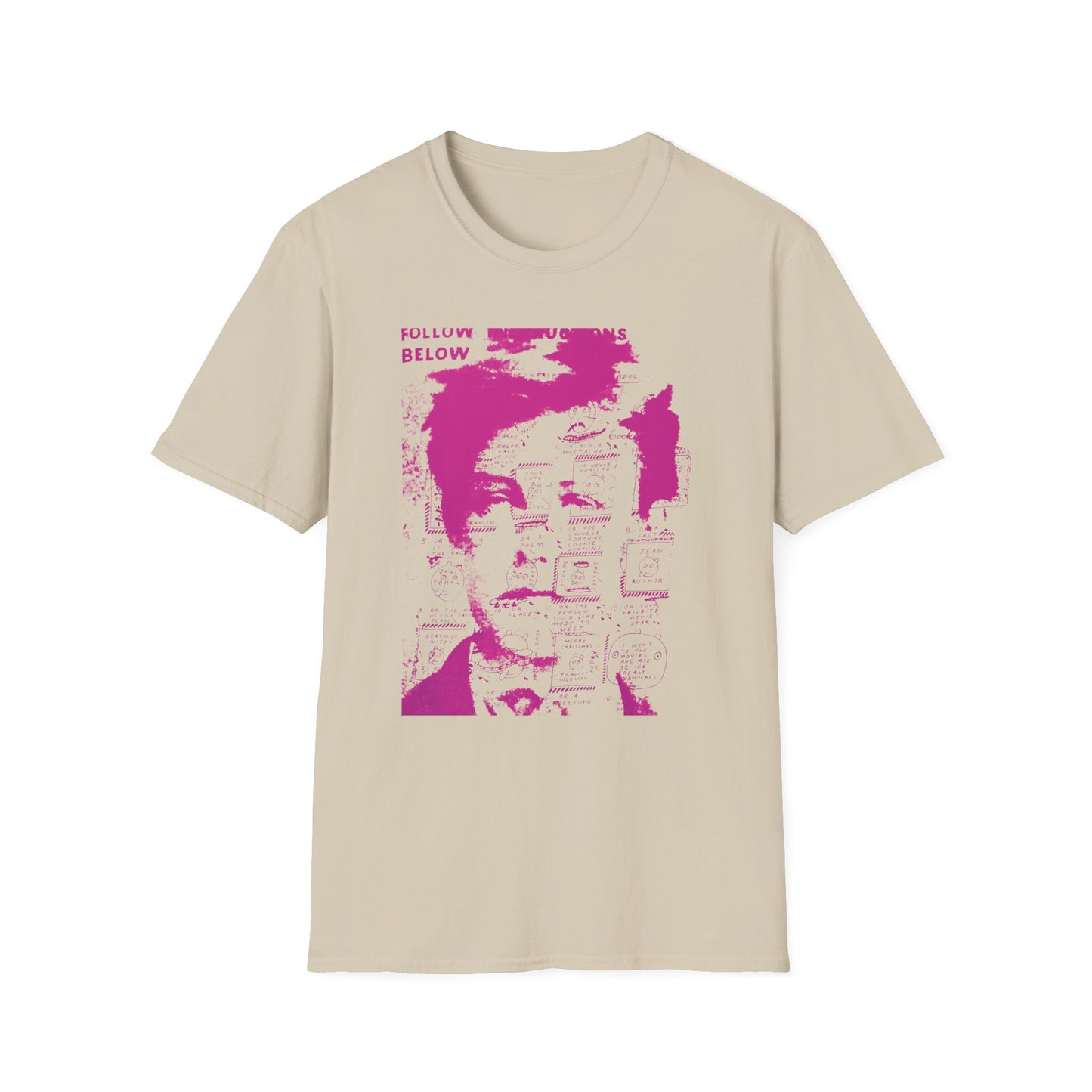 ray johnson arthur rimbaud art in pink tshirt