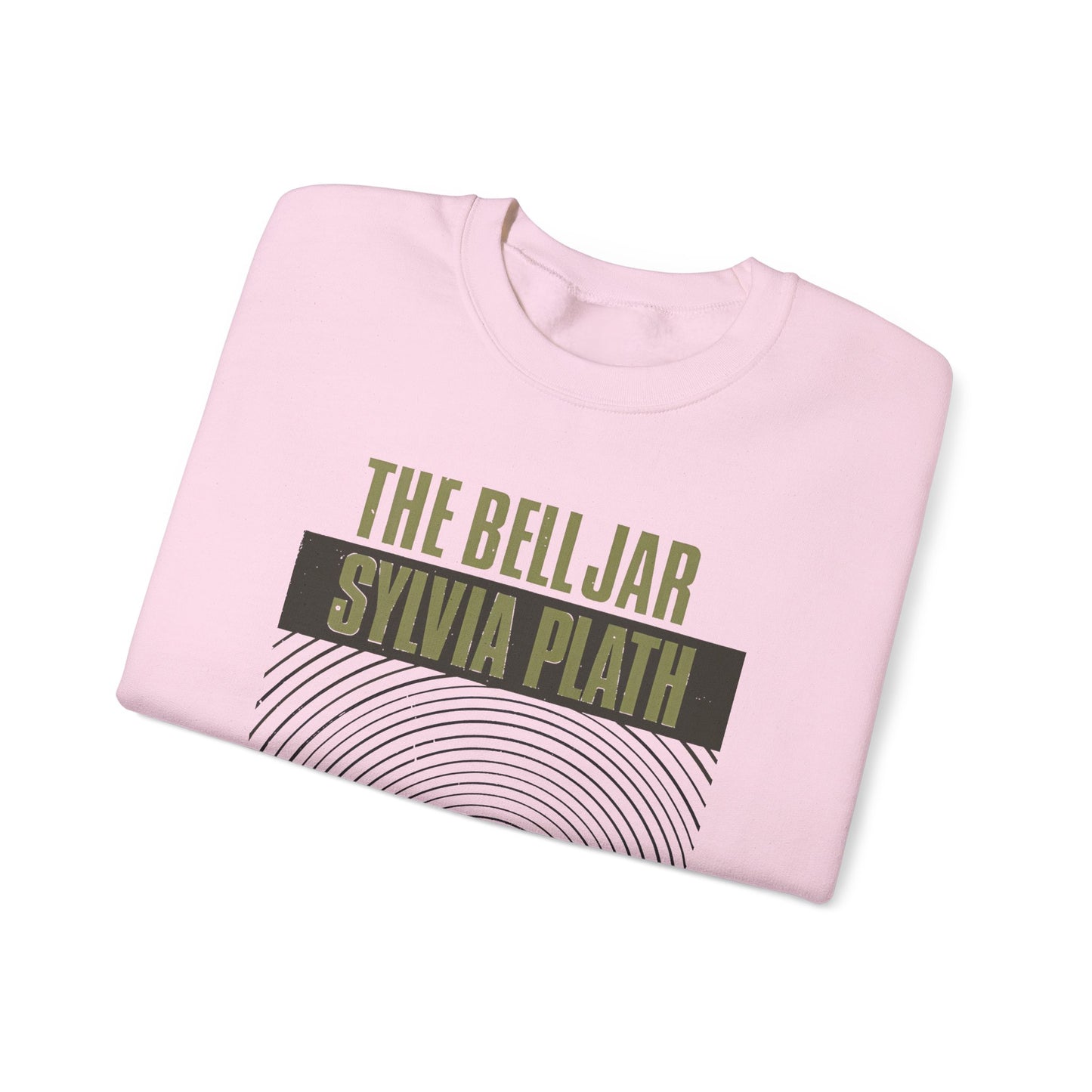 1963 book by sylvia plath "the bell jar" book cover on a unisex heavy blend crewneck sweatshirt