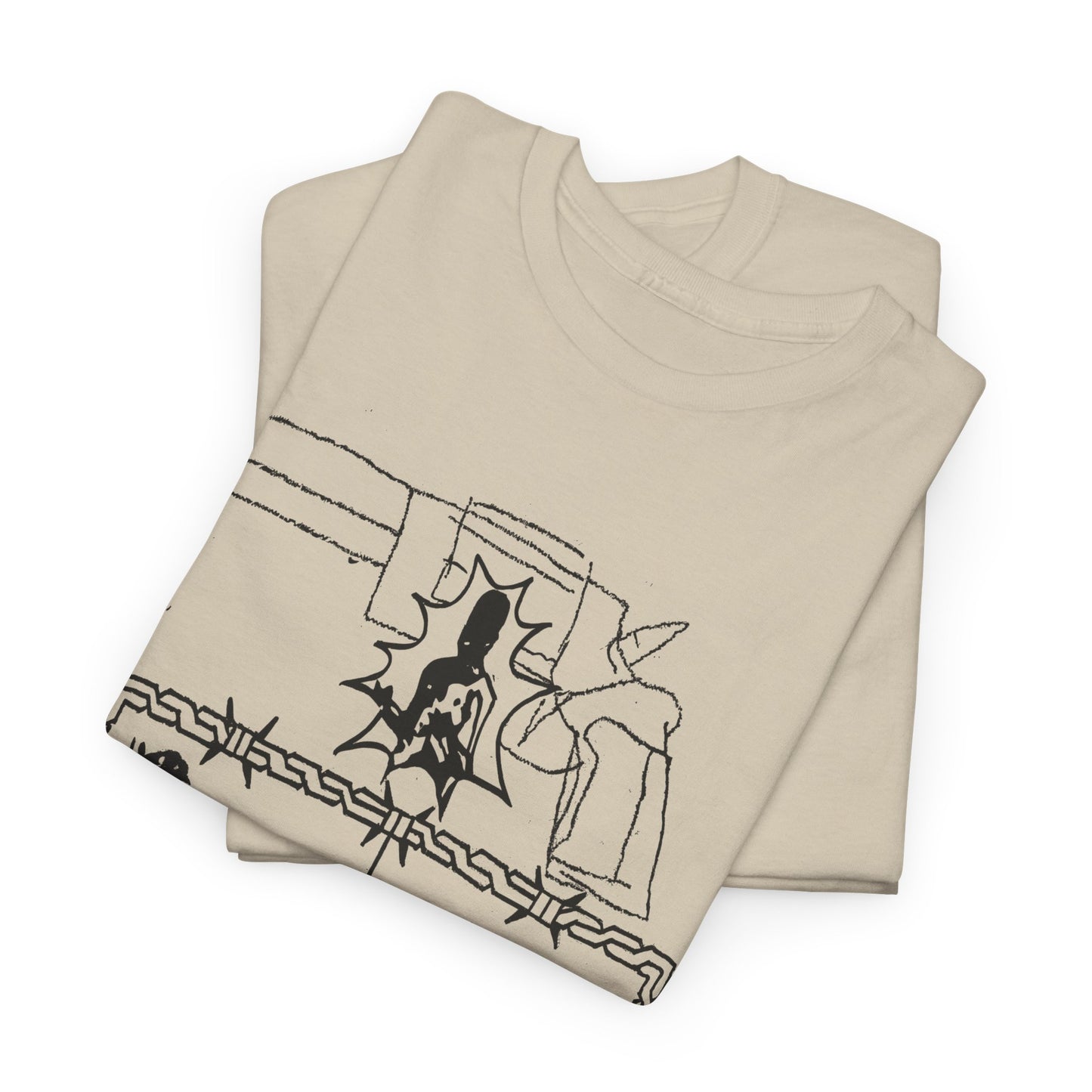unknown gun and sheep illustration reproduction tshirt