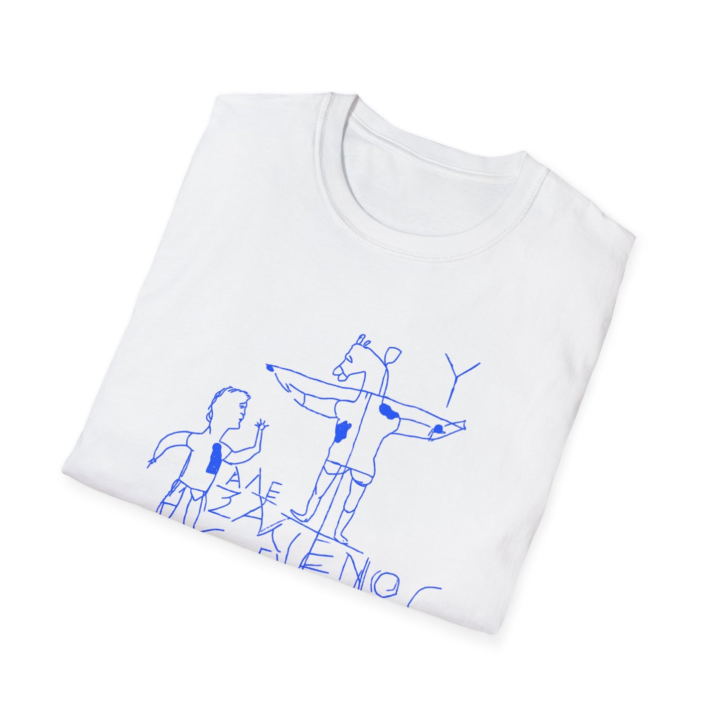 alexamenos graffito blasphemous young man worships donkey early graffiti 200 BC in blue tshirt
