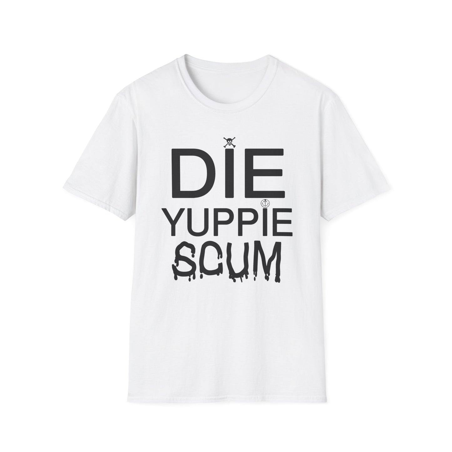 1980s NY inspired anti-gentrification message "die yuppie scum"! tshirt