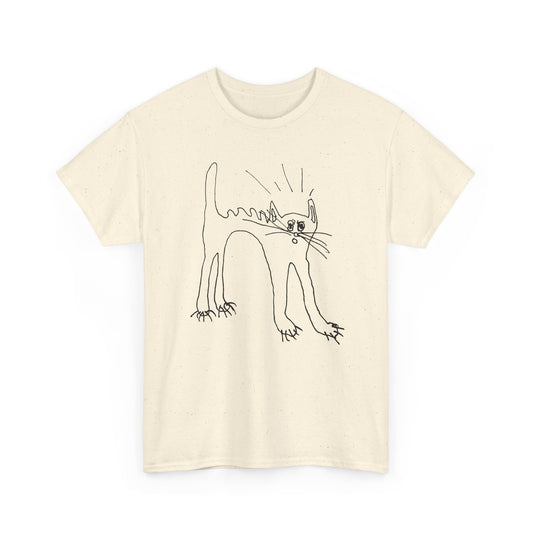 original drawing of a very spooked cat tshirt
