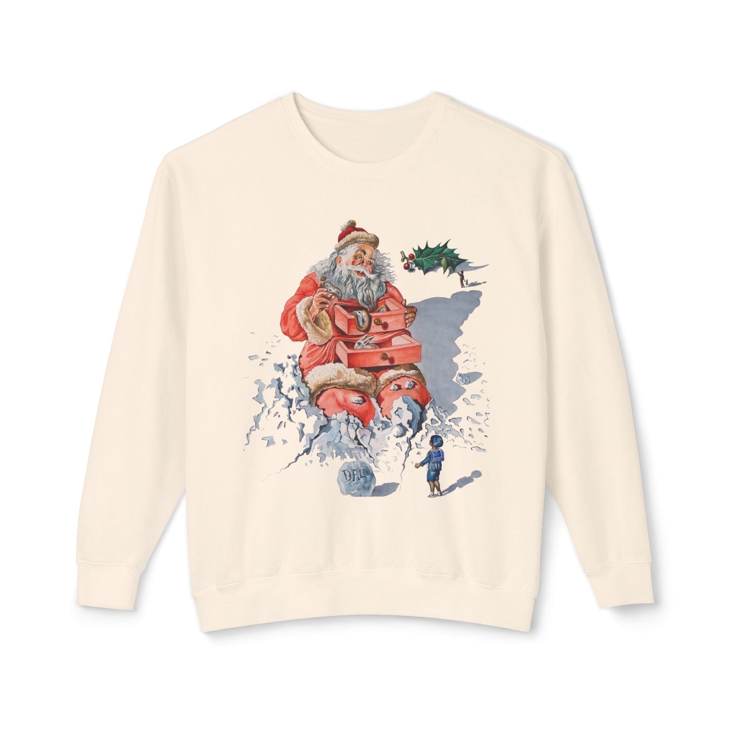 salvador dali's 1948 santa with drawers christmas card 100% cotton sweatshirt