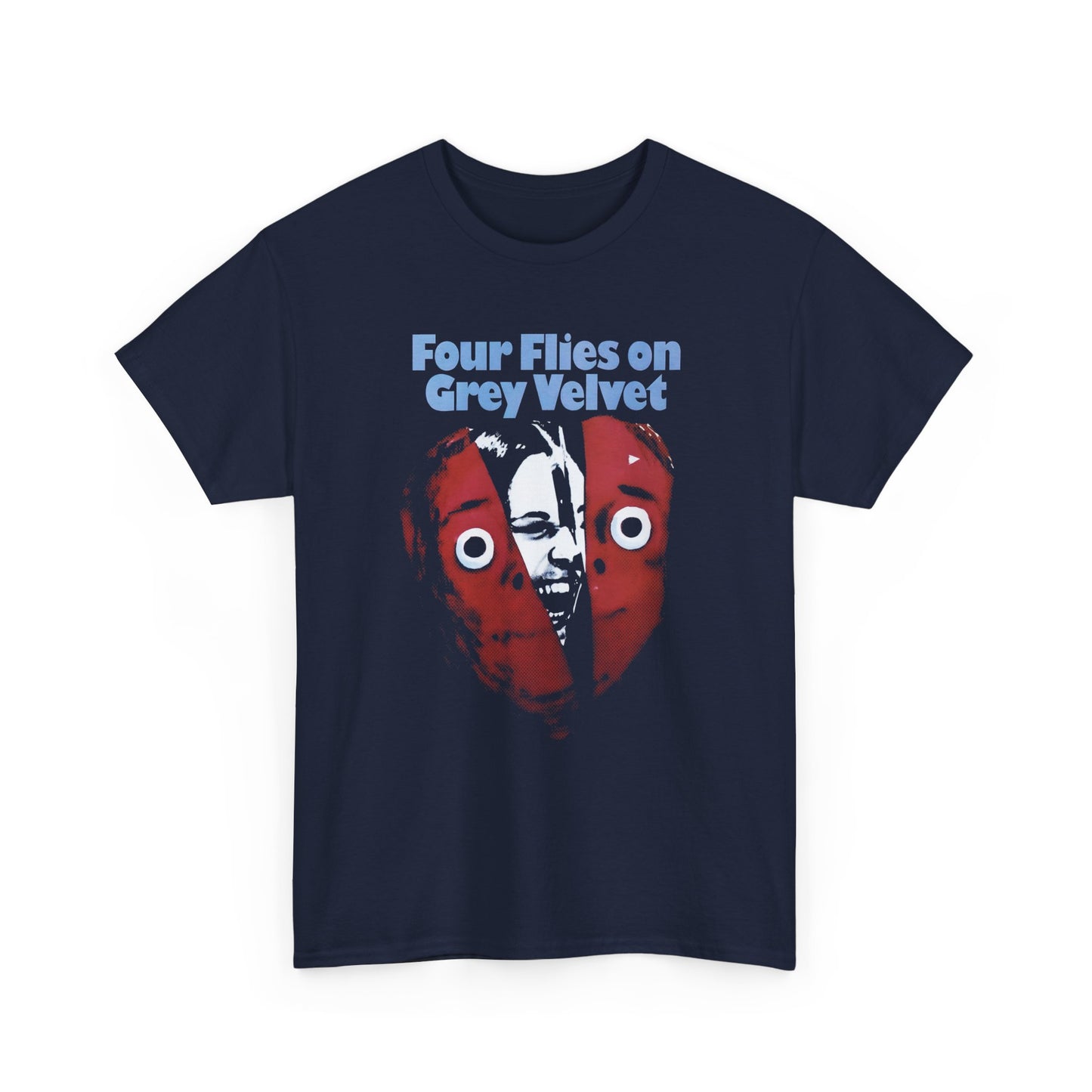1971 dario argento's lost movie four flies on grey velvet movie poster custom edit tshirt
