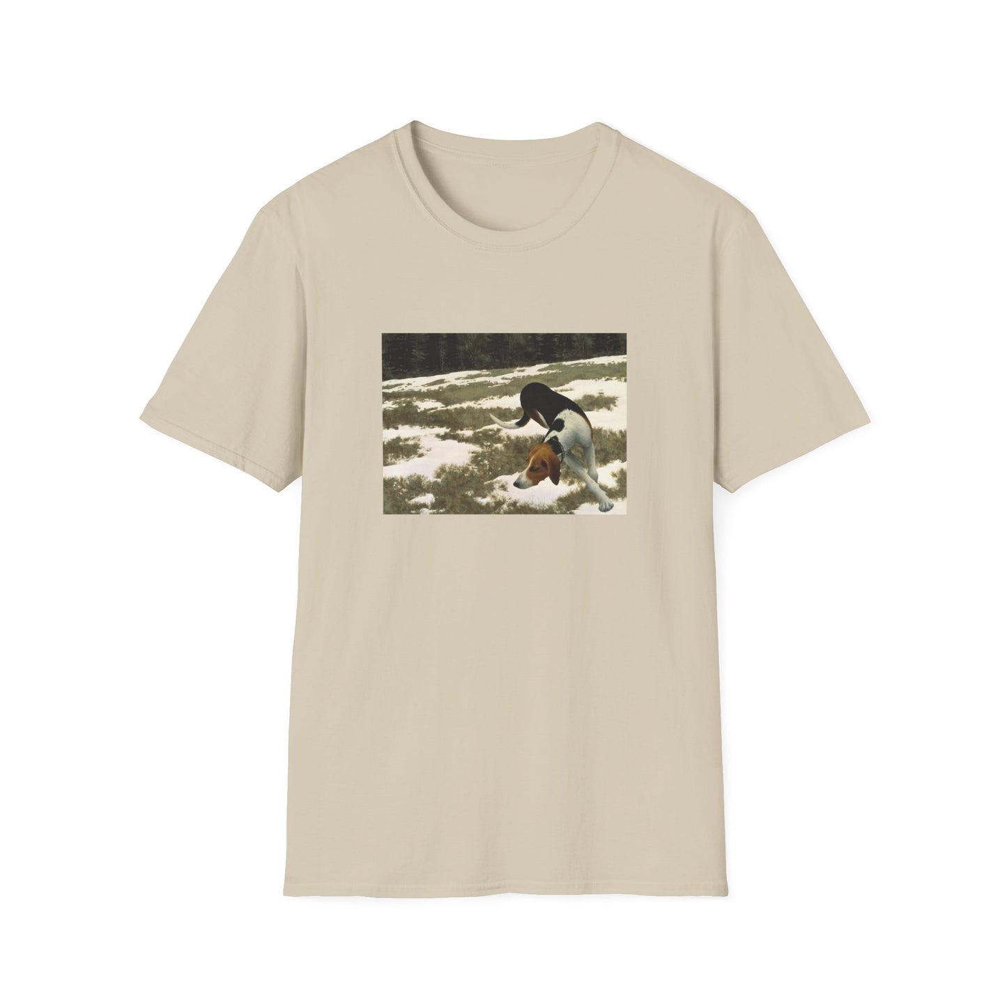 1958 hound in field by alex colville painting reproduction tshirt