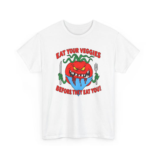 1990s eat your veggies before they eat you reproduction tshirt