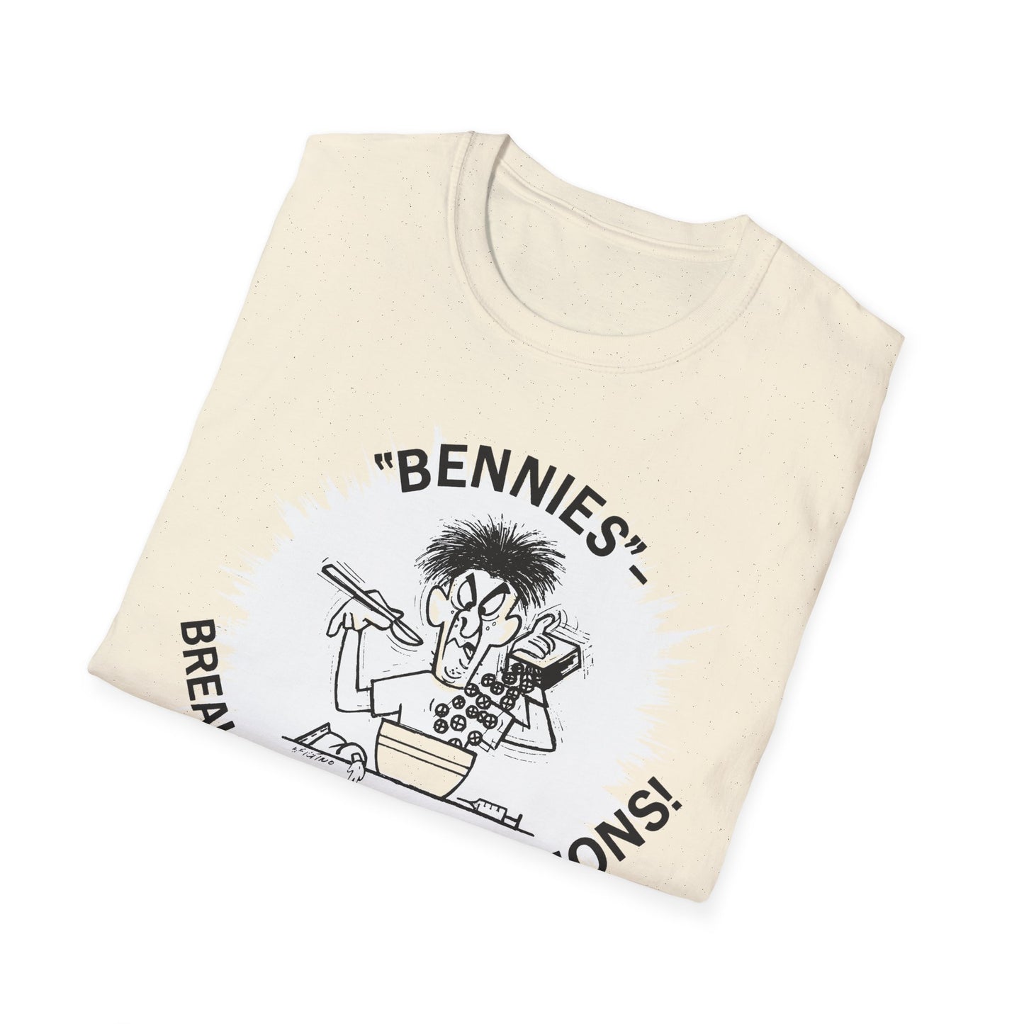 1960s/70s anti-drug poster tshirt "bennies - breakfast of chumpions! chumps are never champs!" by smartset smarteen s.o.s tshirt