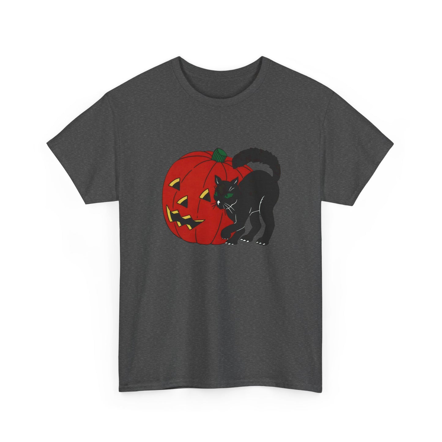 vintage 1960s halloween jack o lantern and black cat reproduction tshirt