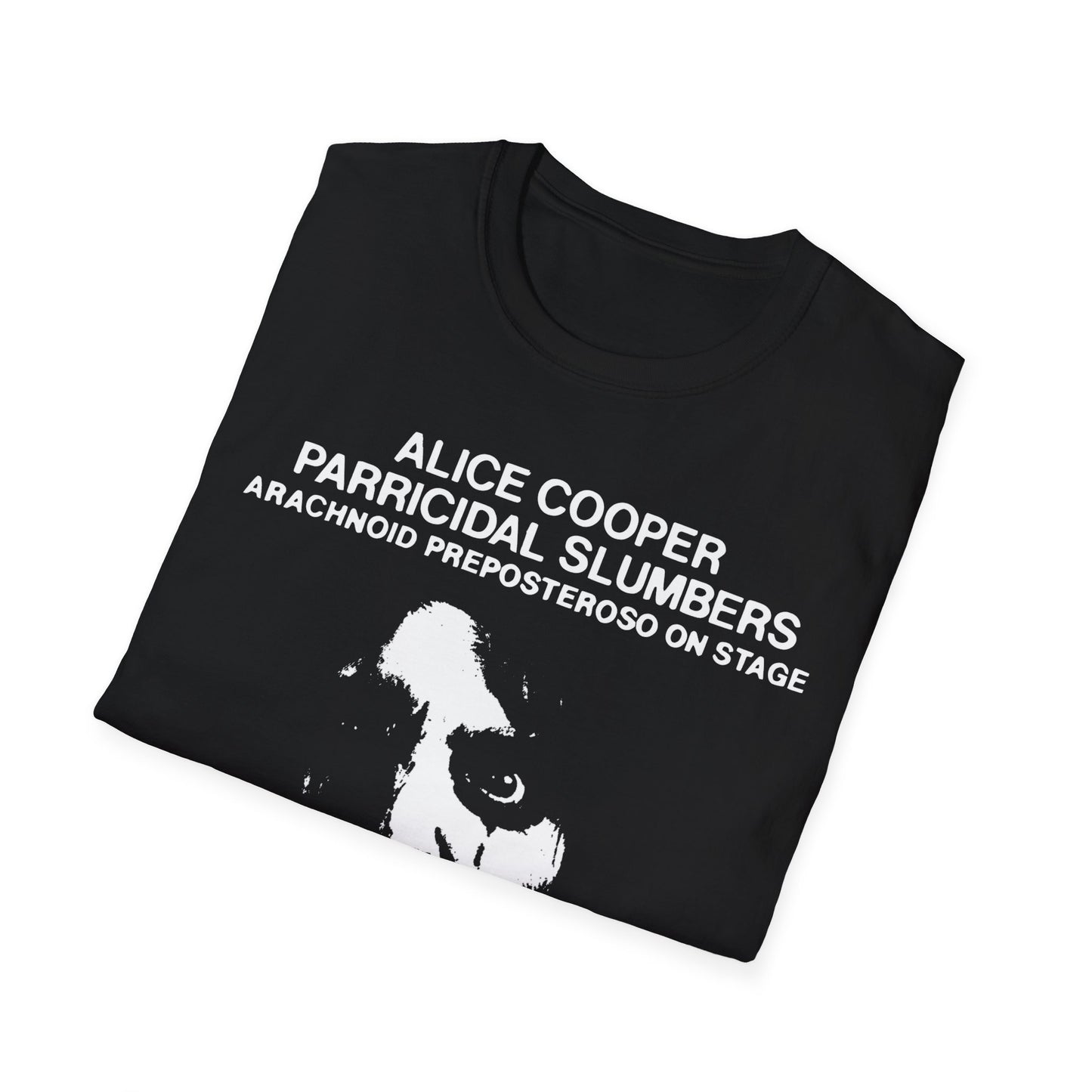 alice cooper 1974 parricidal slumbers arachnoid preposteroso on stage bootleg tshirt