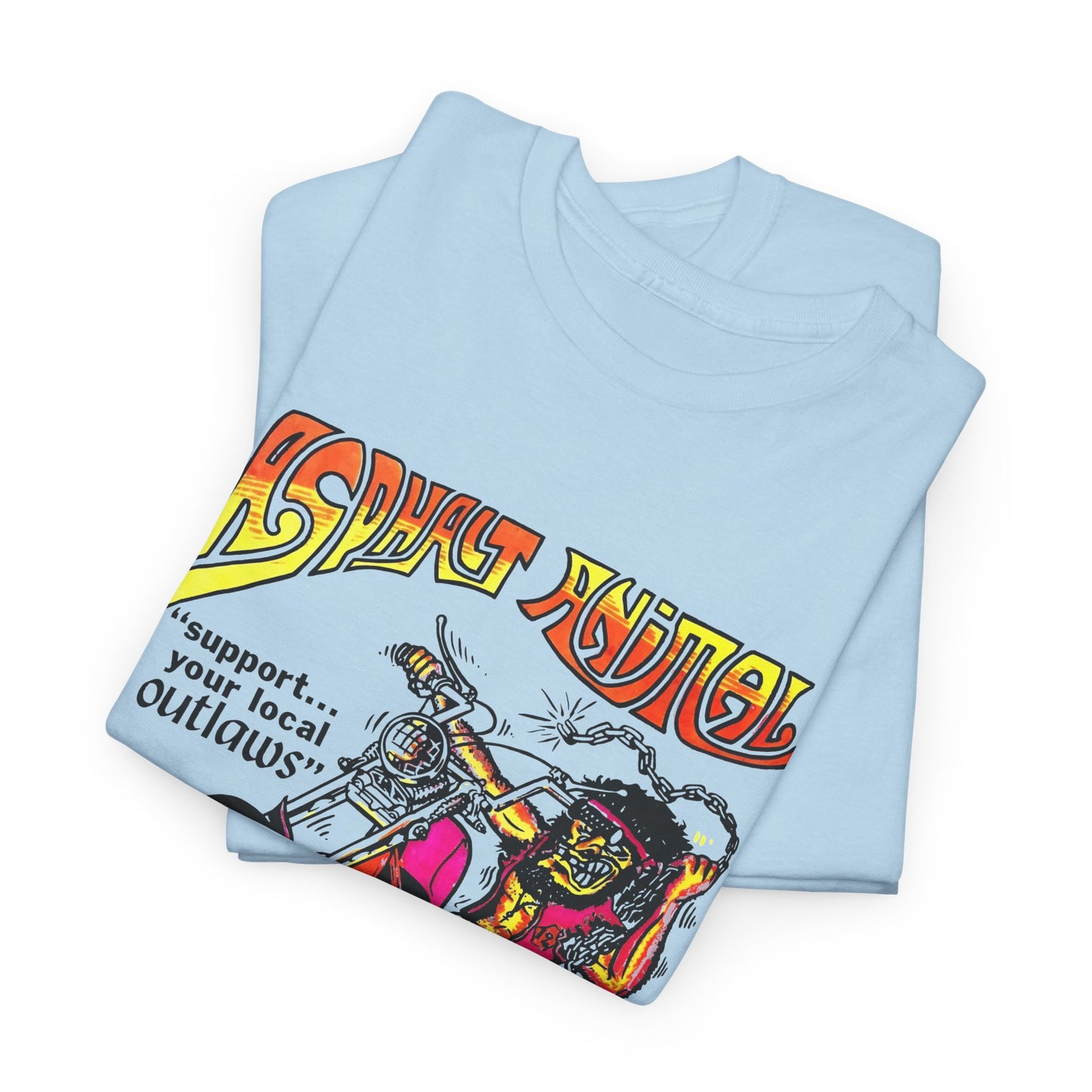 vintage 1967 asphalt animal support your local outlaws mototcycle graphic reproduction tshirt