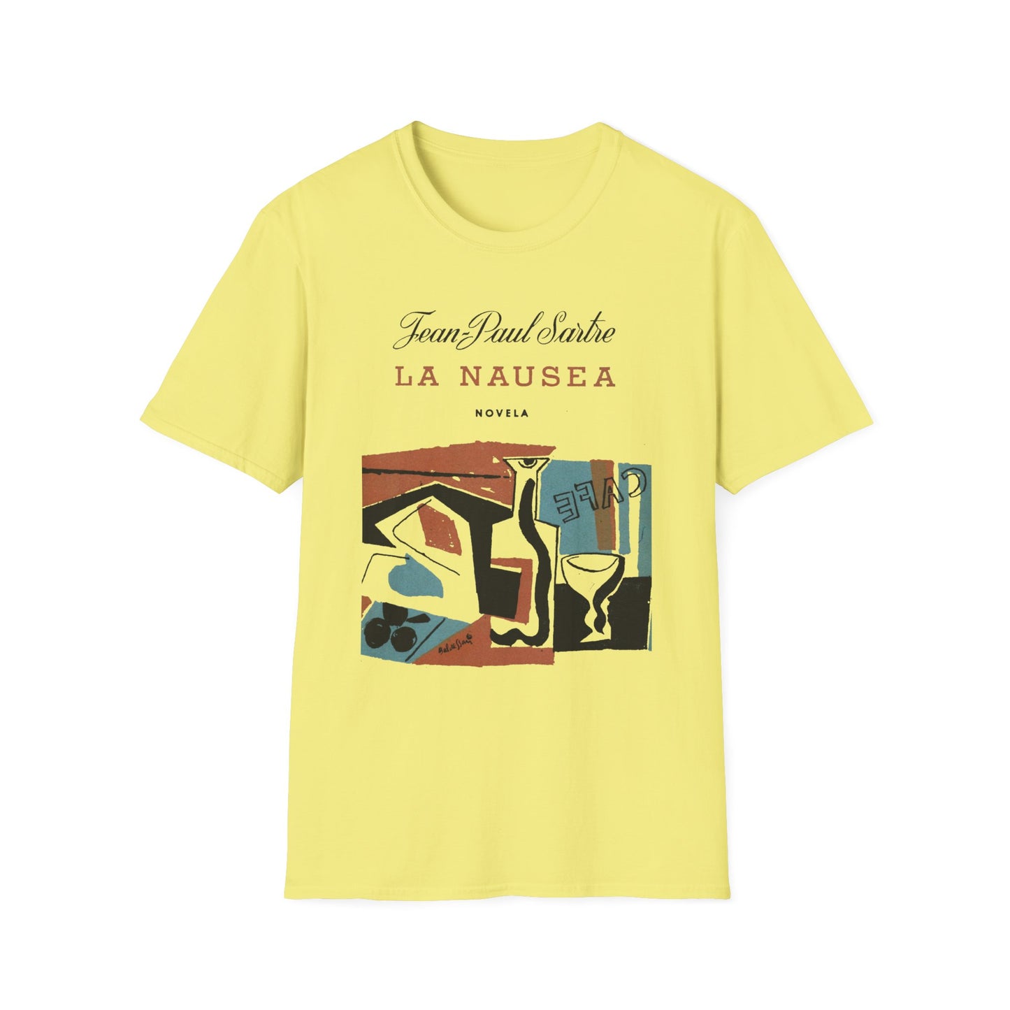 1938 spanish book cover for nausea by jean-paul sartre tshirt