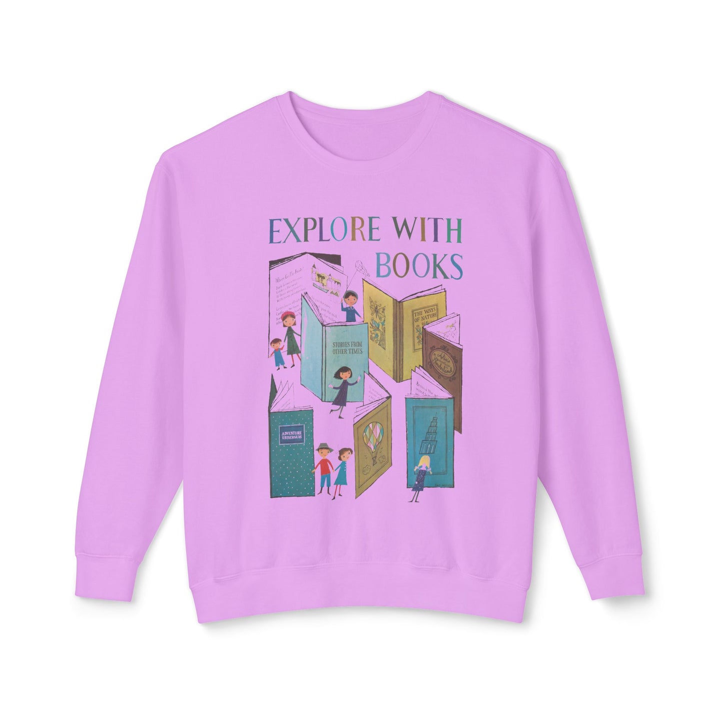 1957 book week poster by a&m provensen "explore with books" reproduction 100% cotton sweatshirt