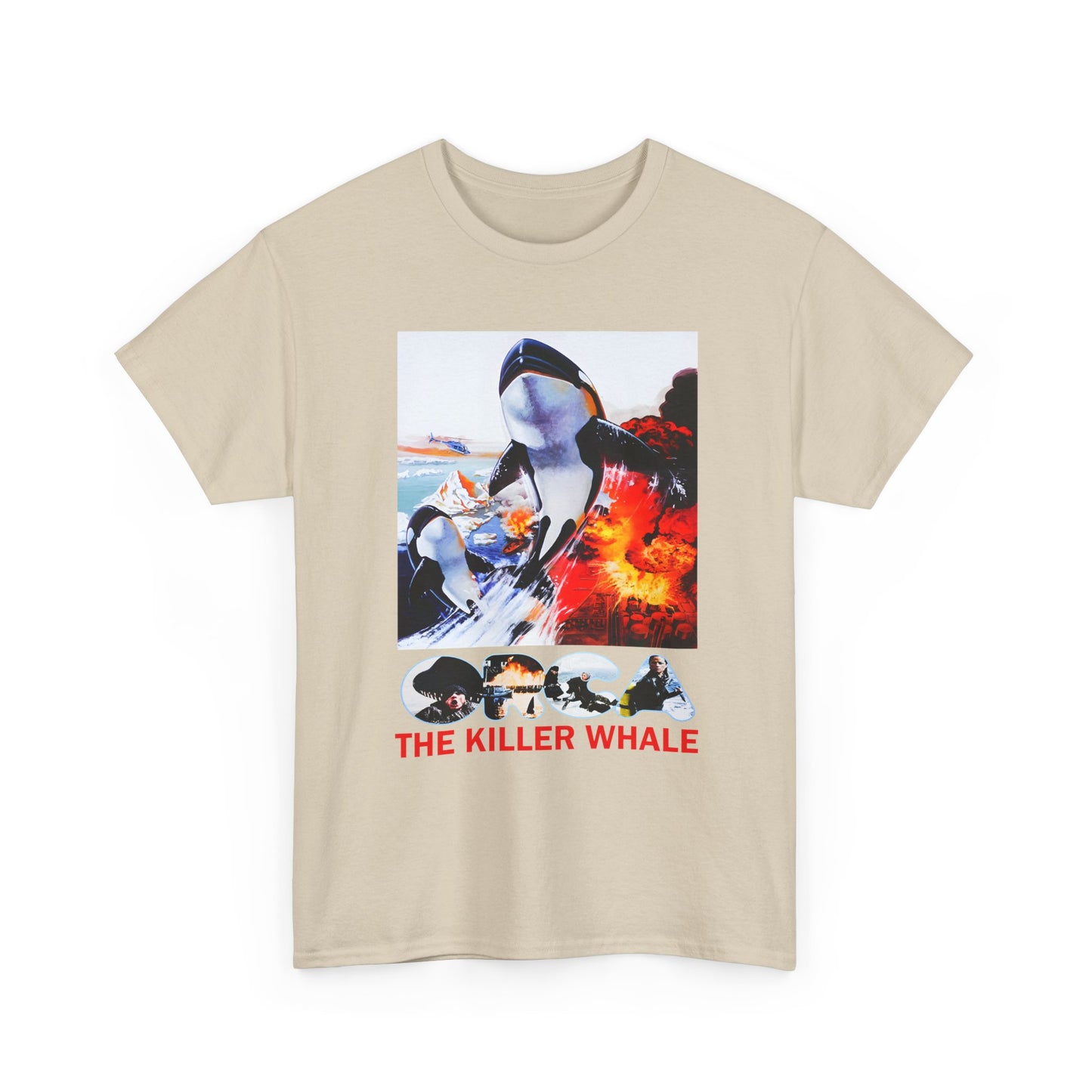 1977 orca the killer whale japanese movie poster custom edit with english title tshirt