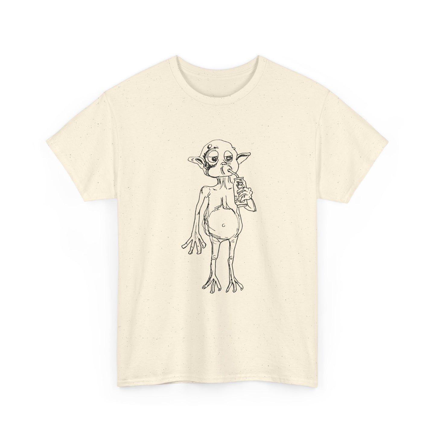 mysterious alien creature (MAC) drinking cola full body original sketch tshirt