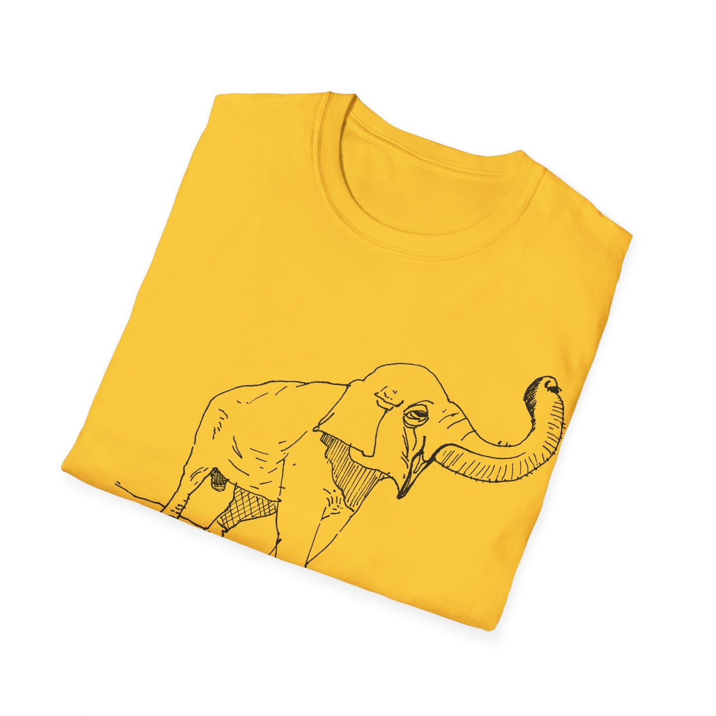 elephant kicks heroin habit original drawing tshirt. reference to xiguang the elephant