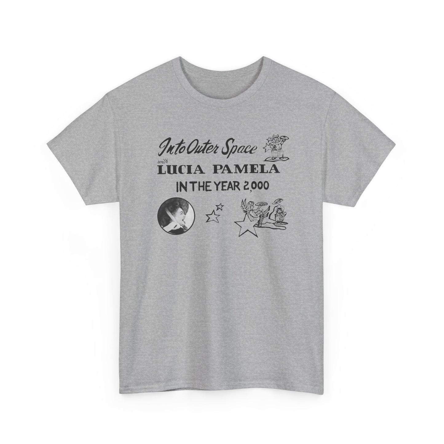into outer space with lucia pamela in the year 2000 coloring book cover tshirt