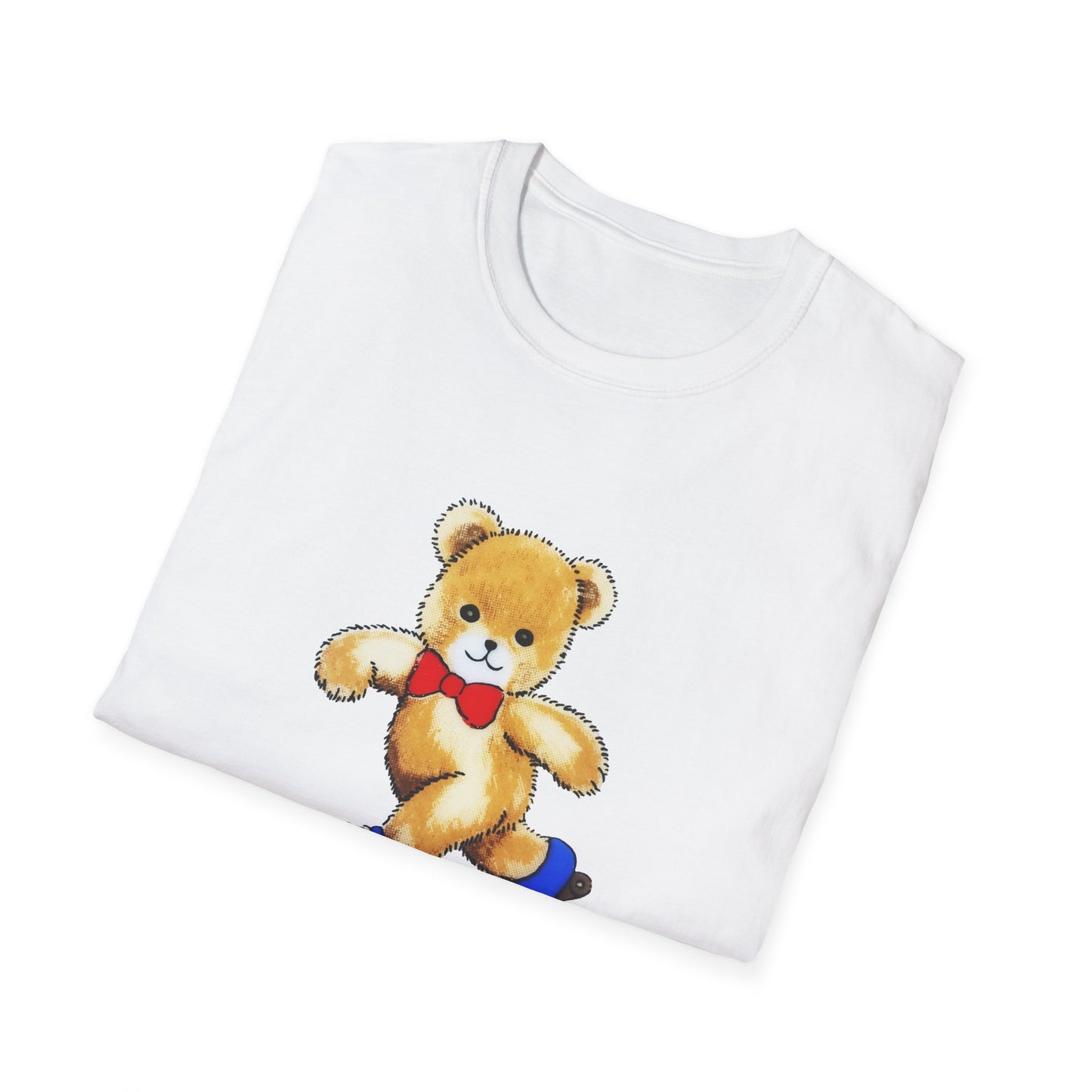 roller skating cute vintage teddy bear illustration reproduction tshirt