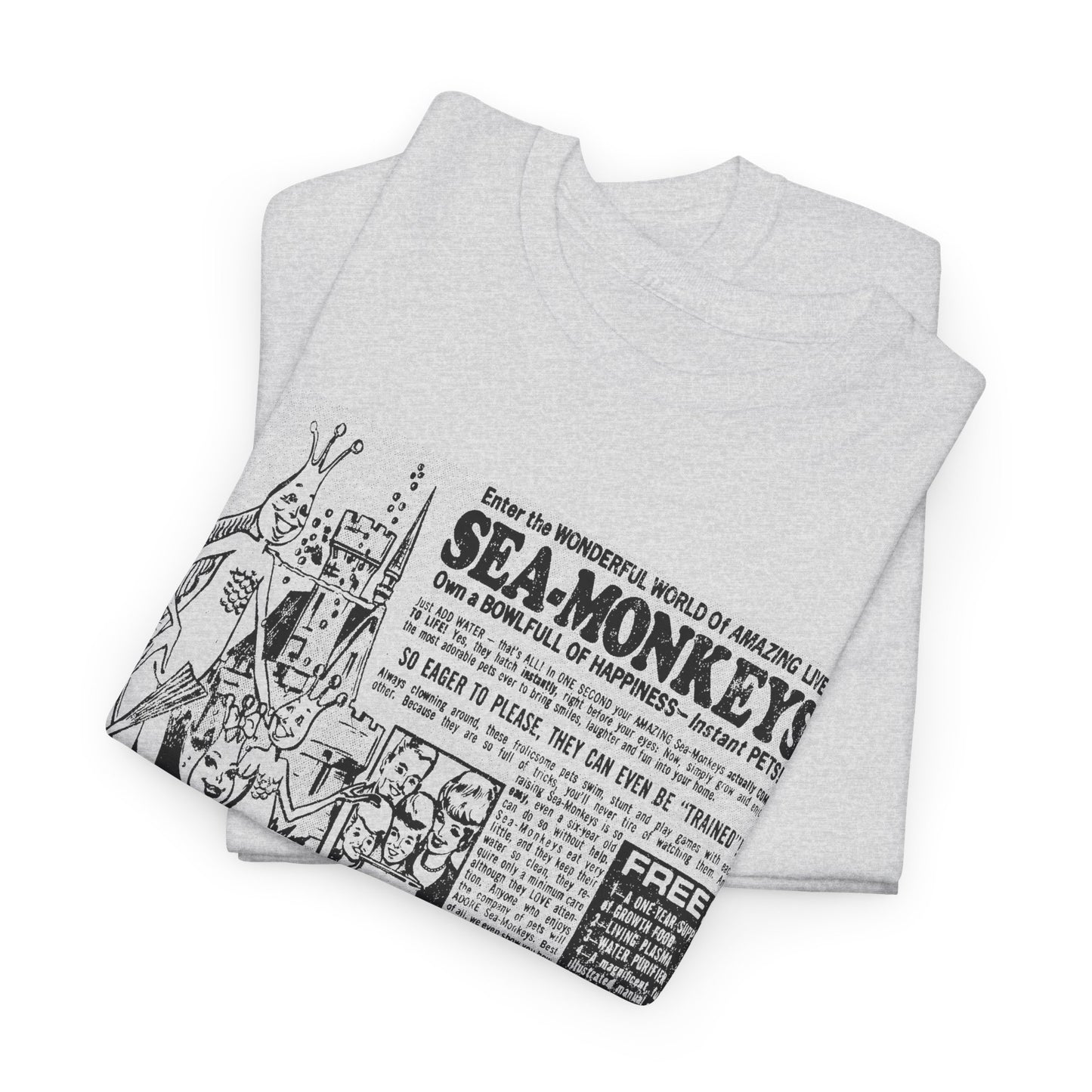 1973 sea monkeys insta pet advert black and white reproduction tshirt