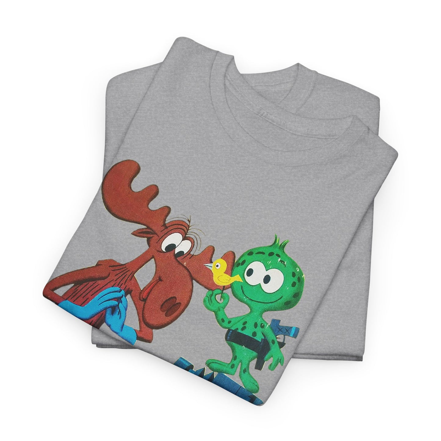 the rocky and bullwinkle show with gidney and cloyd reproduction tshirt