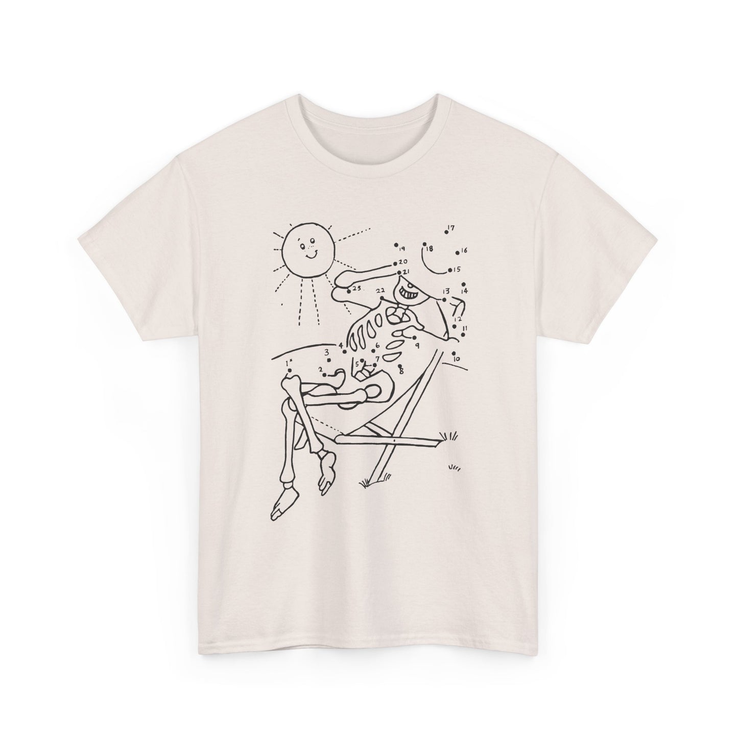connect the dots skeleton sun tanning tshirt