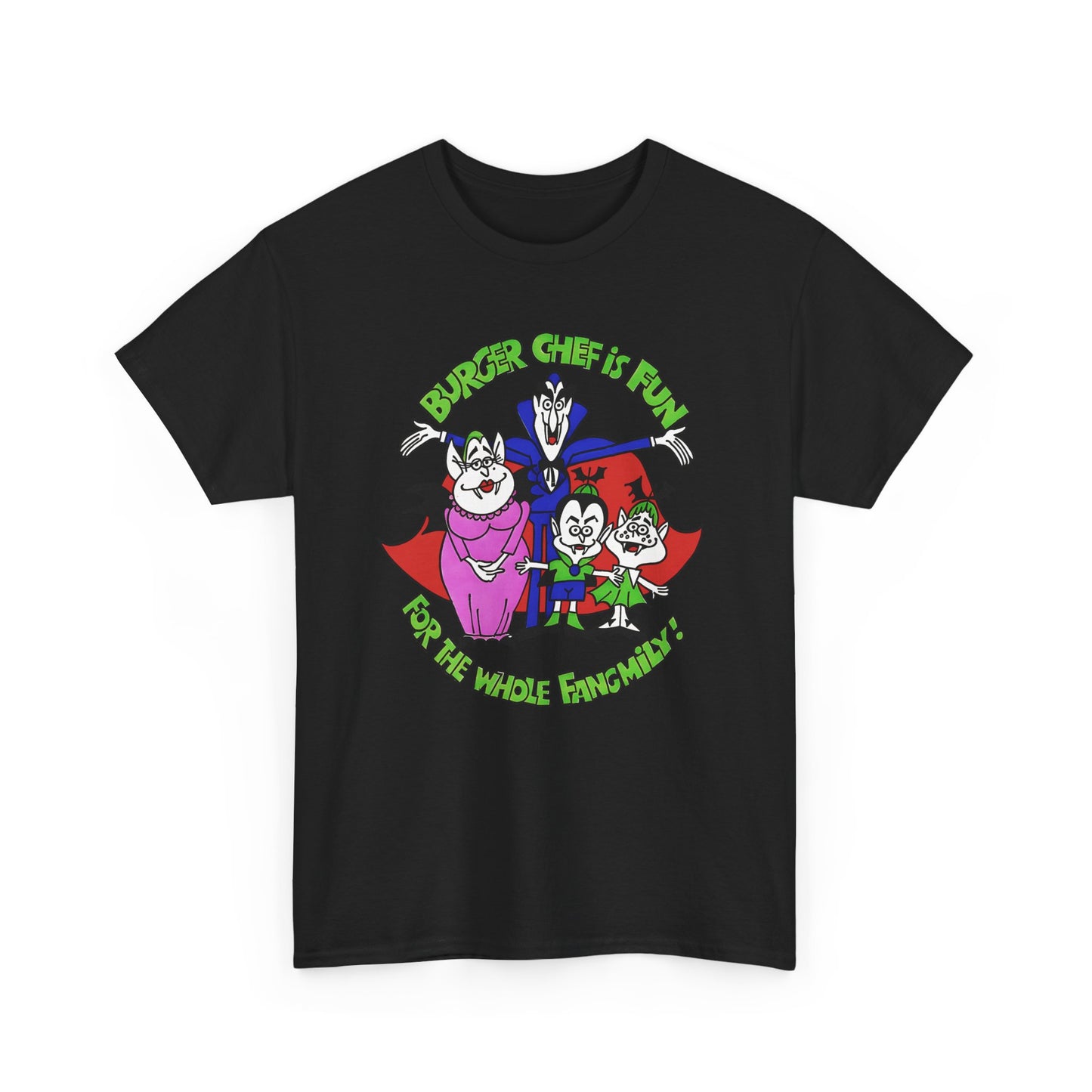 1970s burger chef is fun for the whole fangmily reproduction tshirt