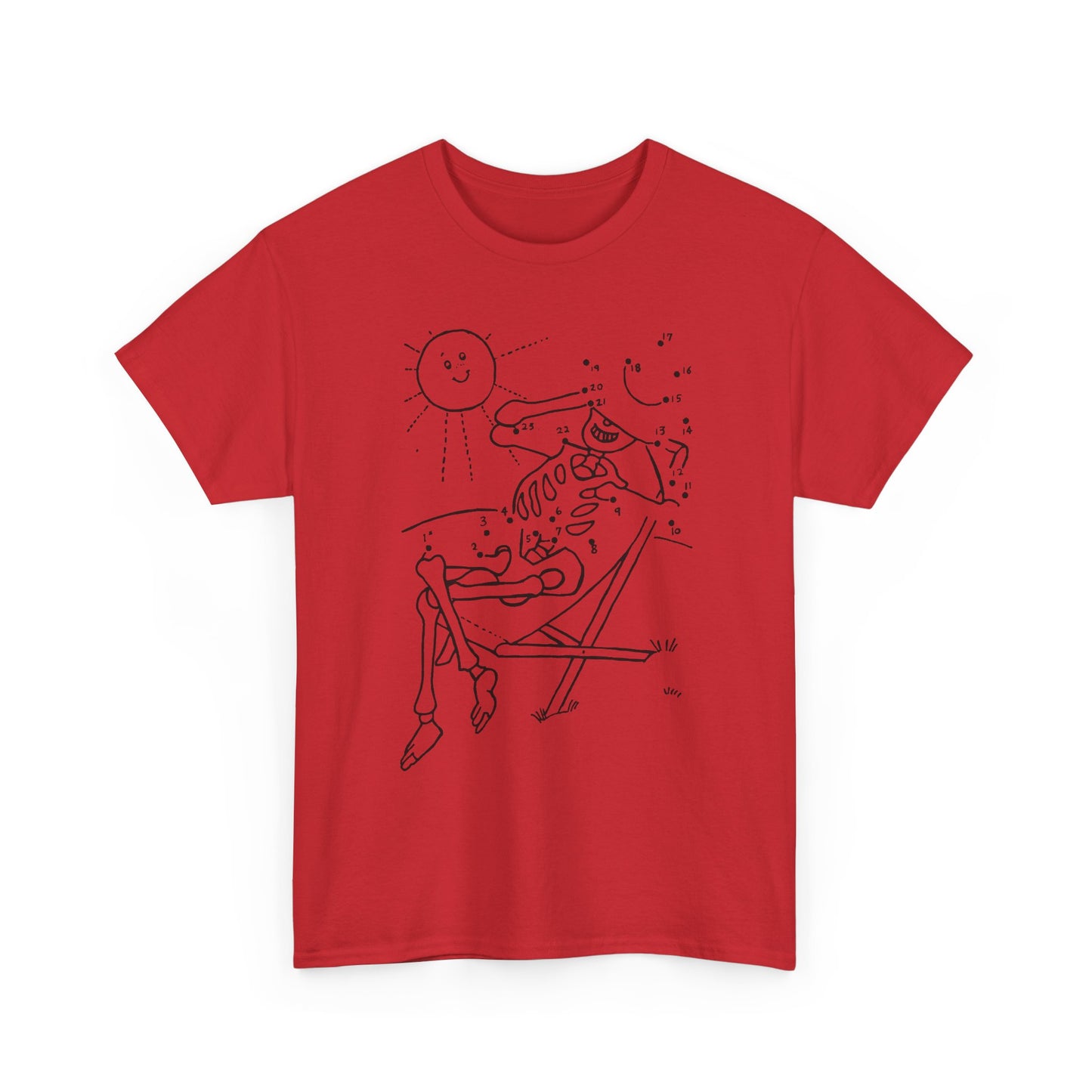 connect the dots skeleton sun tanning tshirt