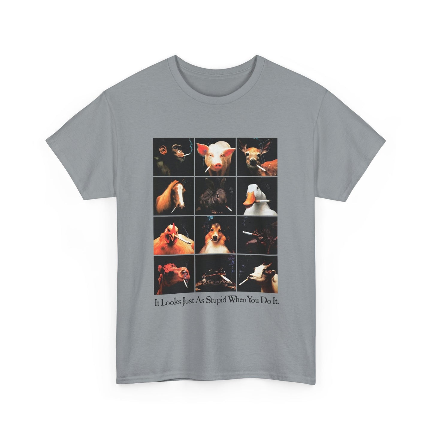 1990s anti smoking campaign poster it looks just as stupid when you do it reproduction tshirt