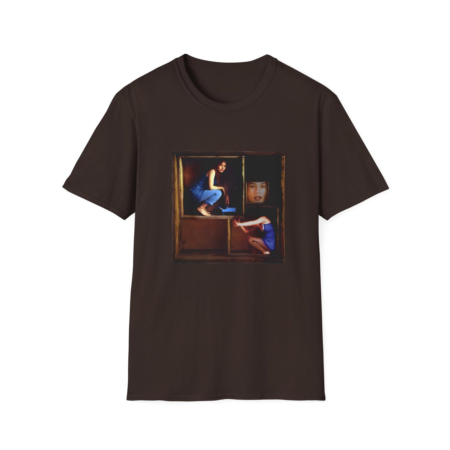 tori amos on a shelf in a crate playing a small piano surrounded by other amos's on a tshirt