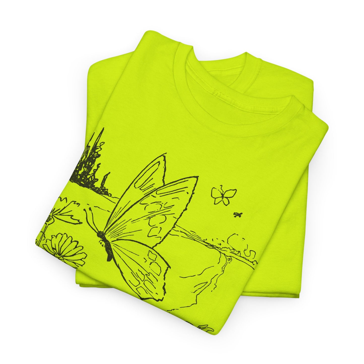 vintage butterfly and flower illustration reproduction tshirt