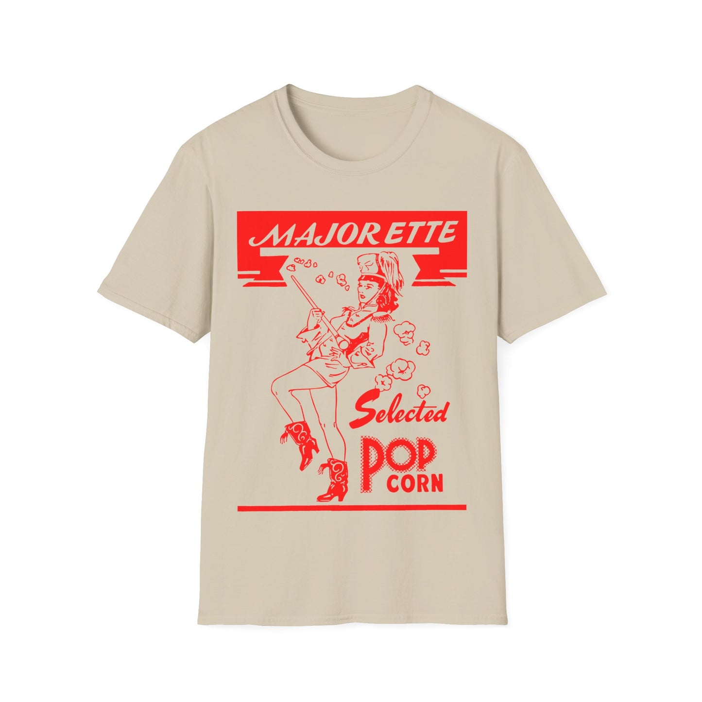 majorette vintage popcorn bag logo in red tshirt