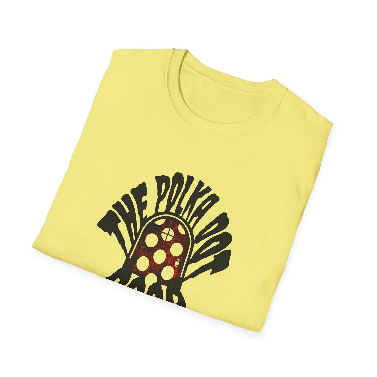 the polka dot door in black creepster font tshirt