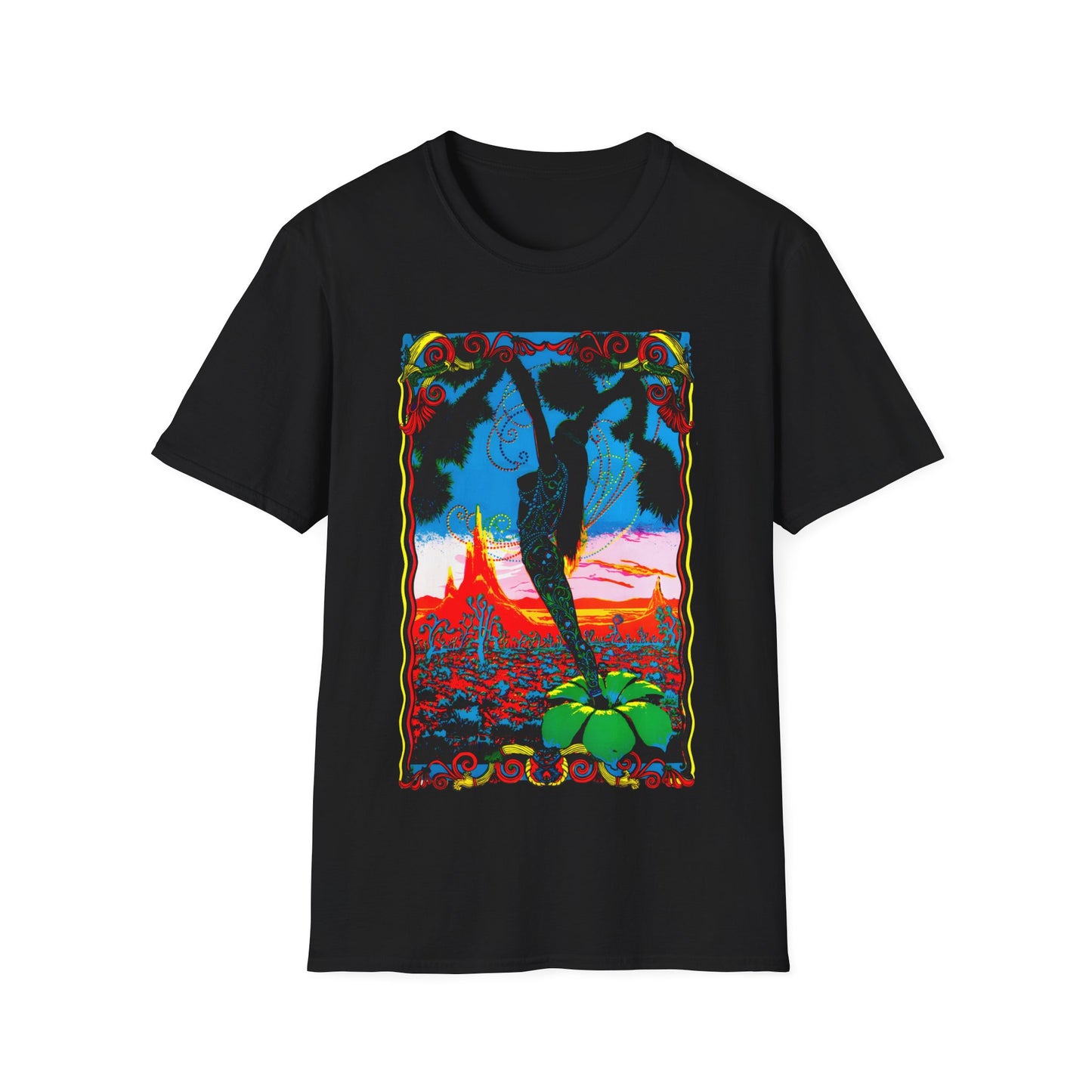 1960's dessert blossom black light psychedelic poster tshirt