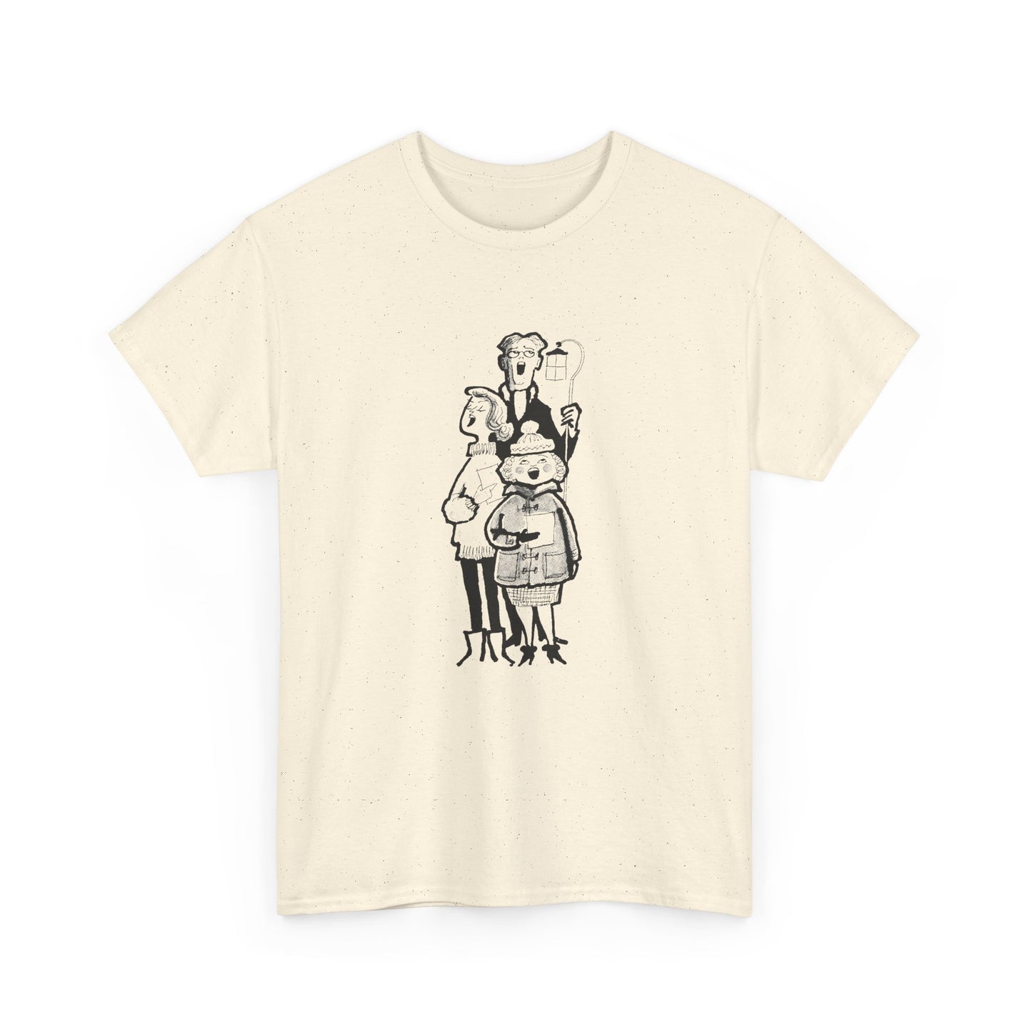 vintage 1960s caroling illustration reproduction tshirt