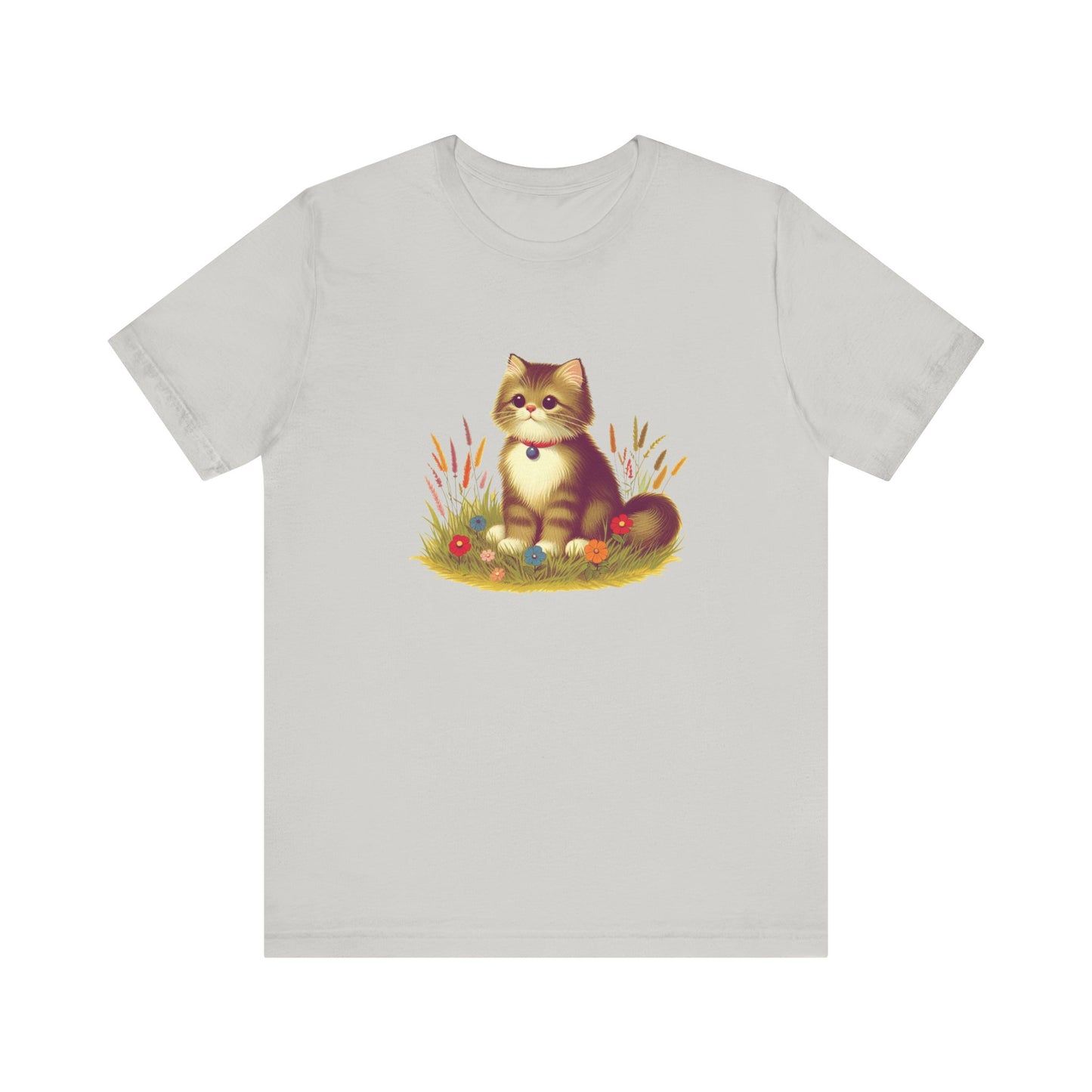 cute cat sitting in the grass tshirt