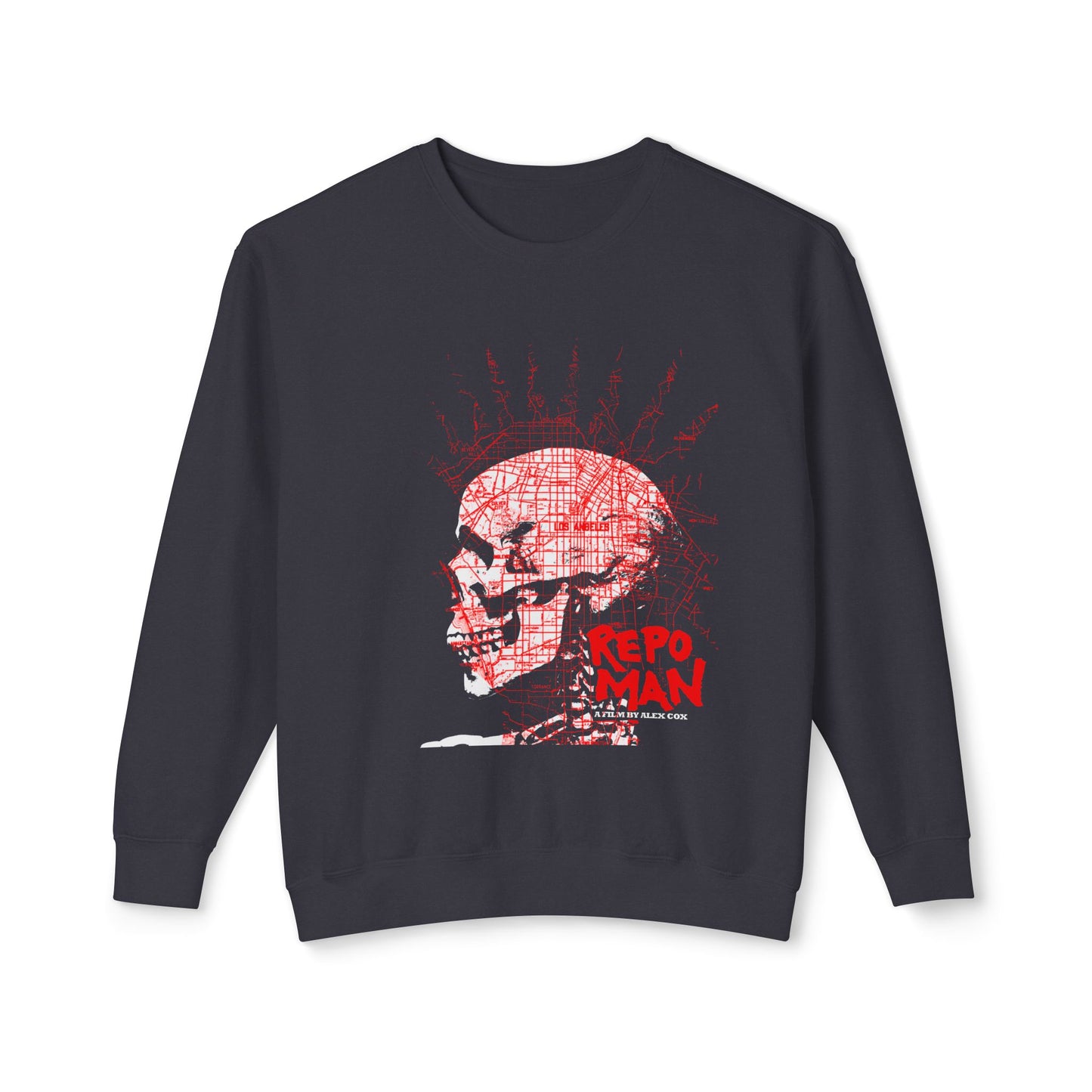 repo man skull punk red 100% cotton sweatshirt