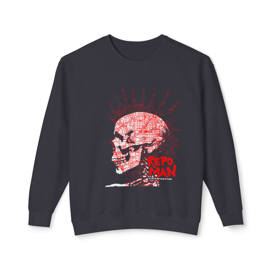 repo man skull punk red 100% cotton sweatshirt