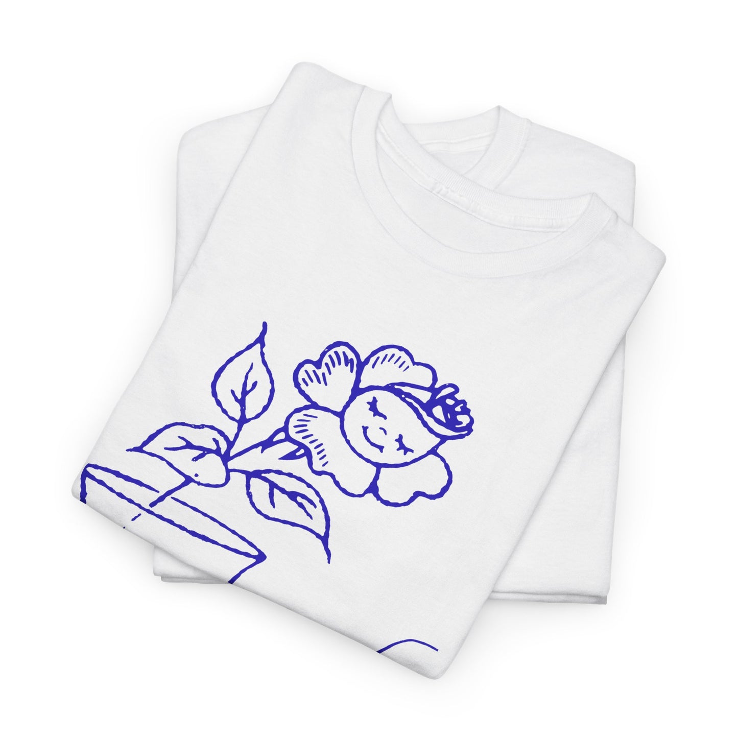 vintage happy flower and flower pots graphic reproduction tshirt