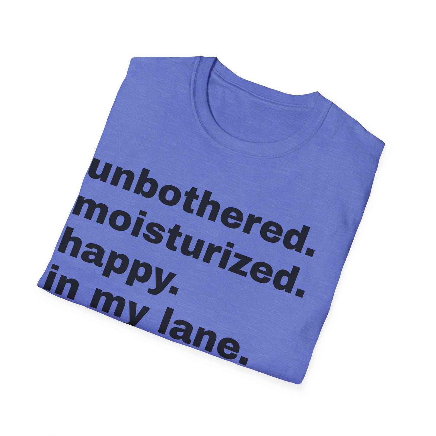 unbothered. moisturized.  happy.  in my lane.  focused.  flourishing. tshirt