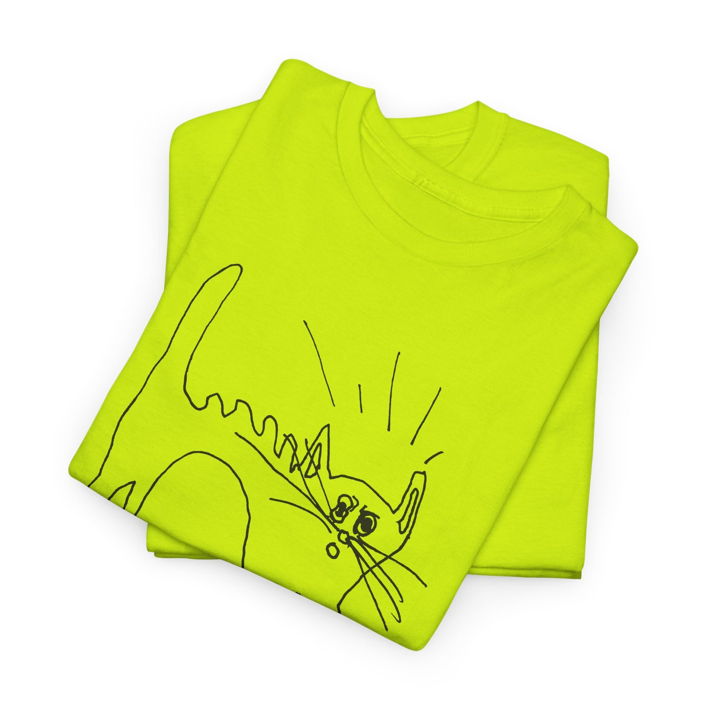 original drawing of a very spooked cat tshirt