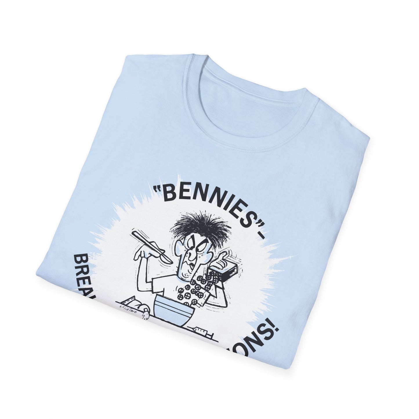 1960s/70s anti-drug poster tshirt "bennies - breakfast of chumpions! chumps are never champs!" by smartset smarteen s.o.s tshirt