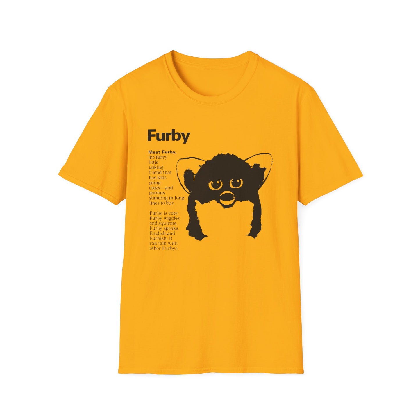 1990s furby advertisement meet furby fan art tshirt