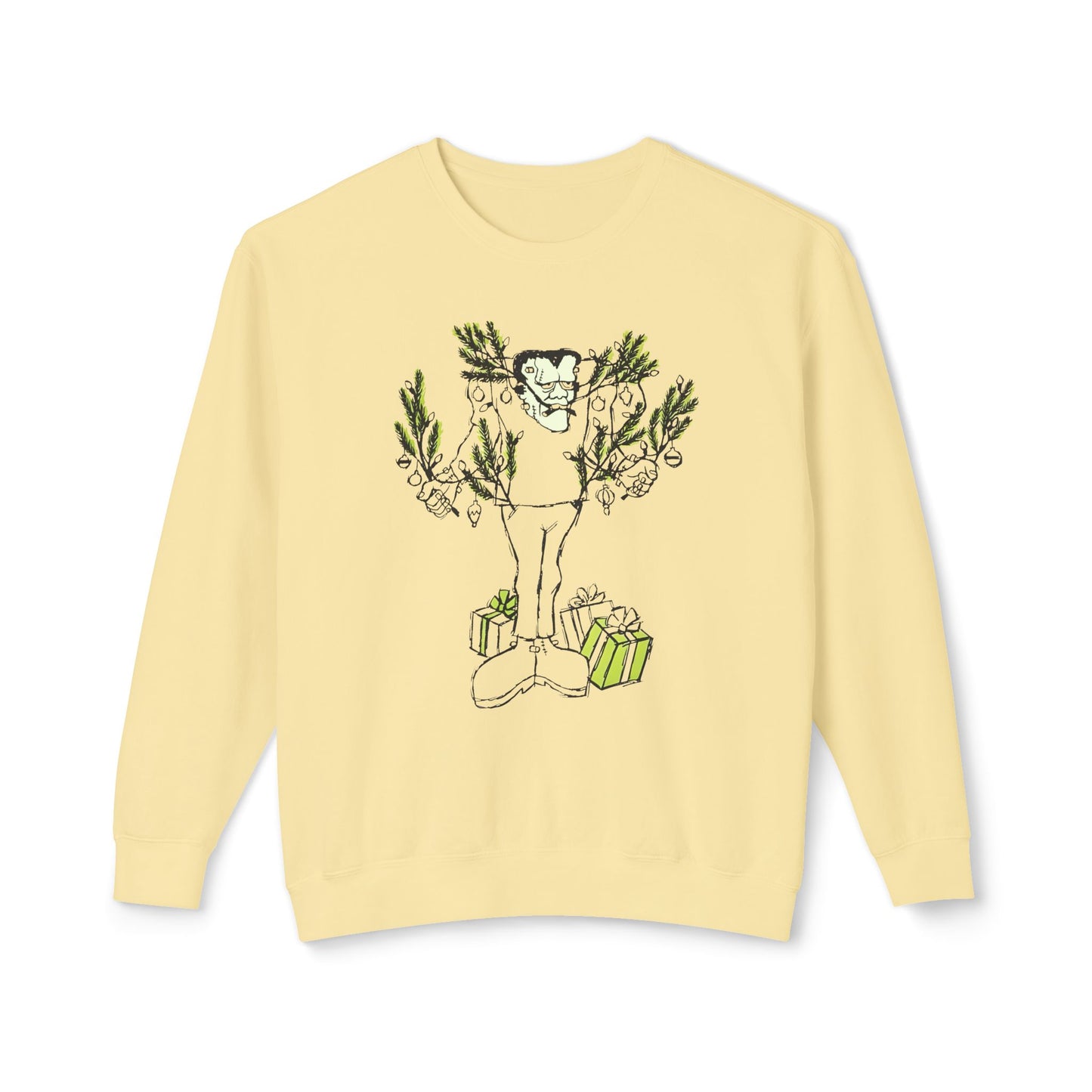 1974 monster holidays by norman bridwell frankenstein monster christmas tree disguise 100% cotton sweatshirt